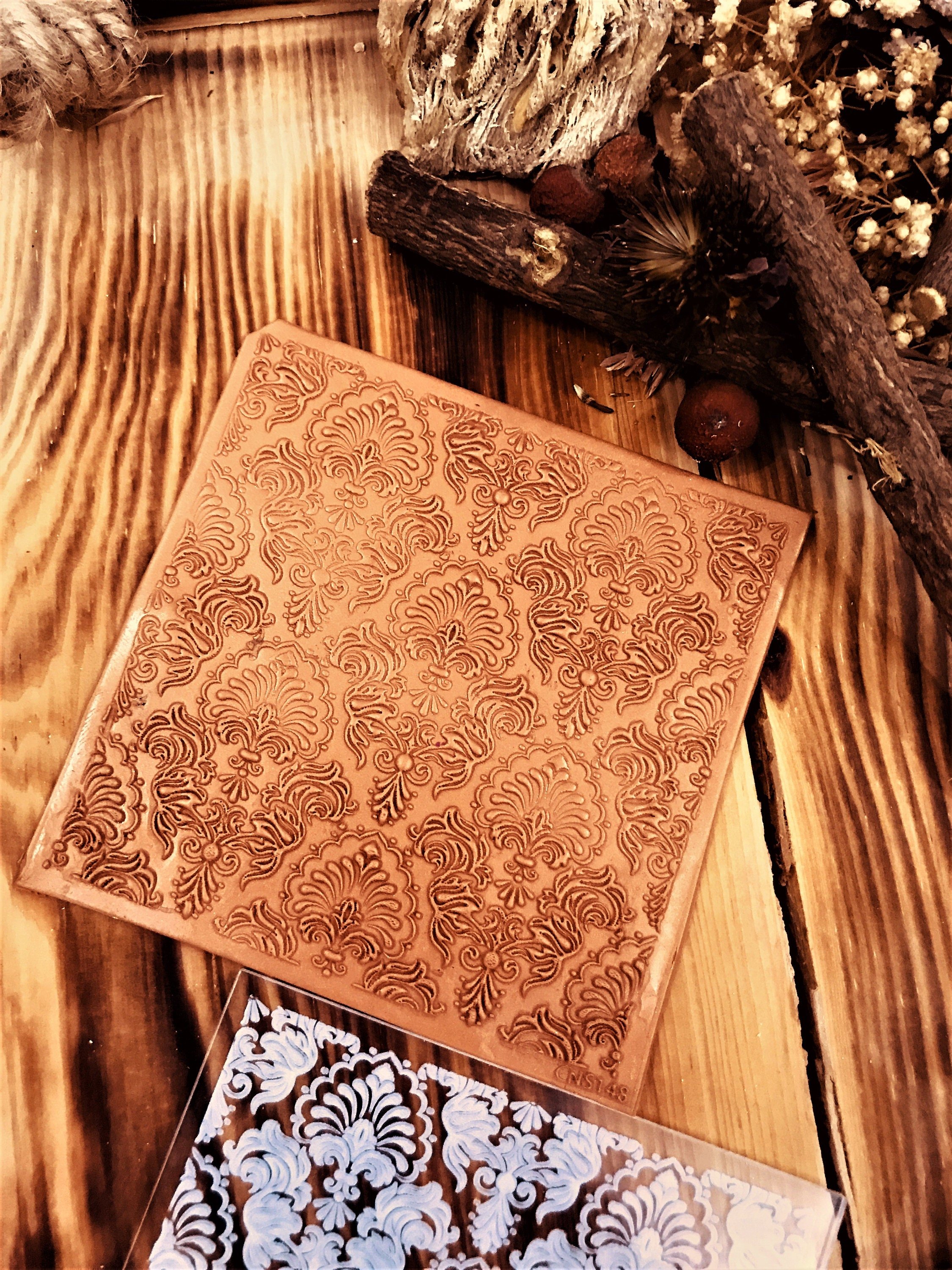 Vintage Pattern Texture Mat,Polymer Clay, Embossing Stamp, Acrylic Texture Sheet, Texture Plaque, Clay Texture Tile,Fimo, Sculpey, Cernit