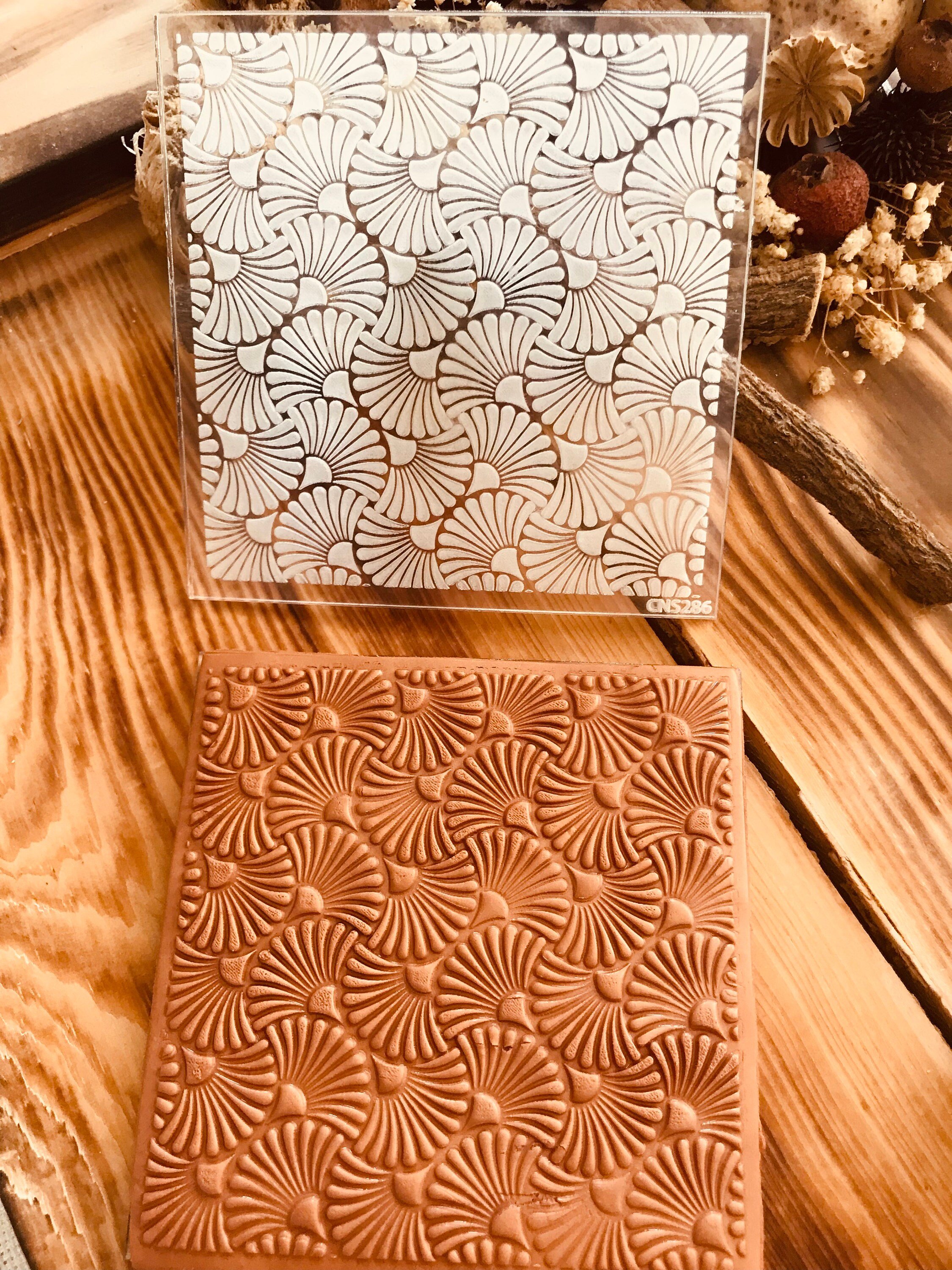 Art Deco Fan Rubber Texture Mat or Acrylic Stamp – Clay Stamp & Embosser | Polymer Clay, Fondant, Cookies | Fimo, Sculpey, Cernit