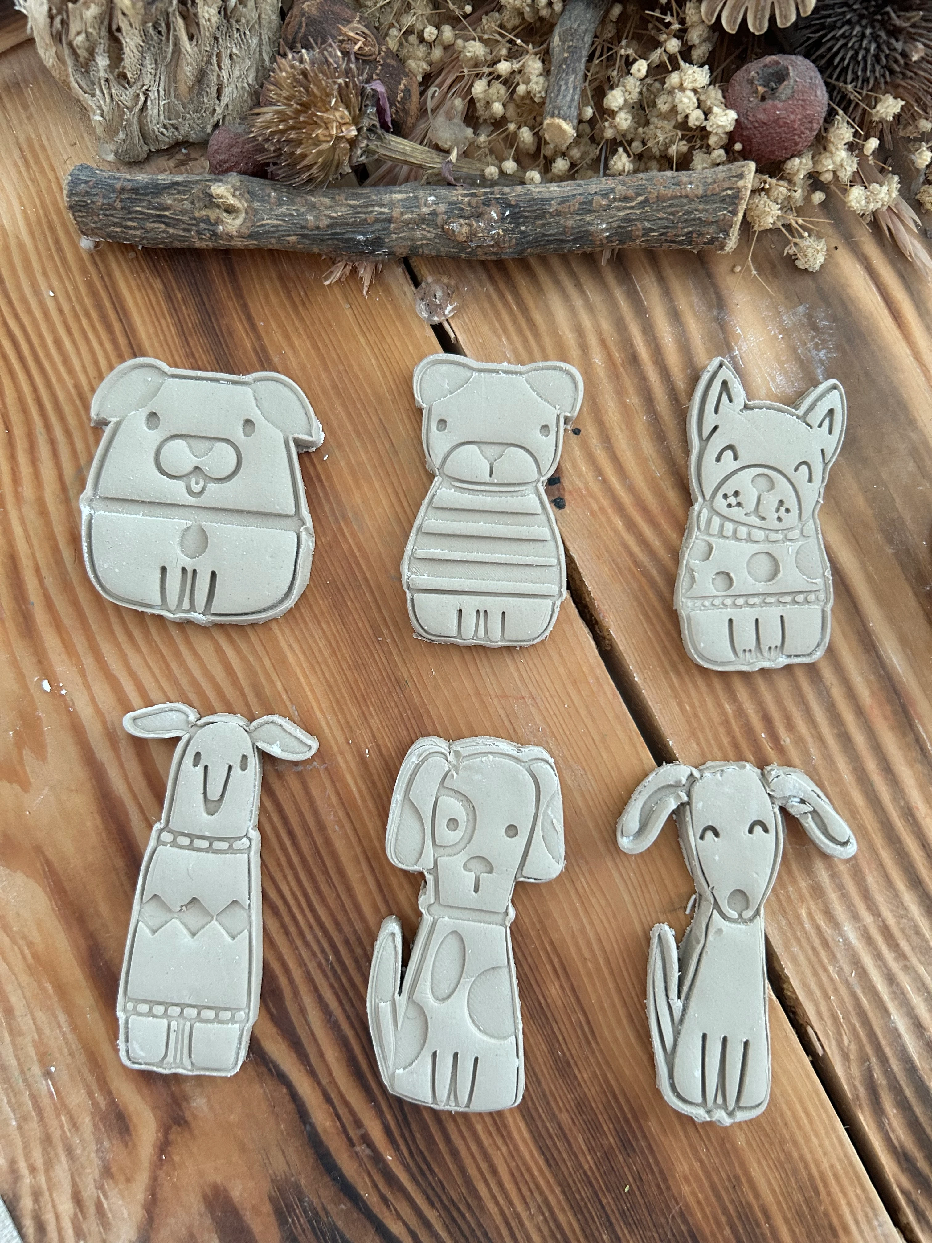 Paw Pals – 6'lı Köpek Damga ve Kesici Seti |Kurabiye|Seramik| Polimer Kil & Hava ile Kuruyan Kil İçin