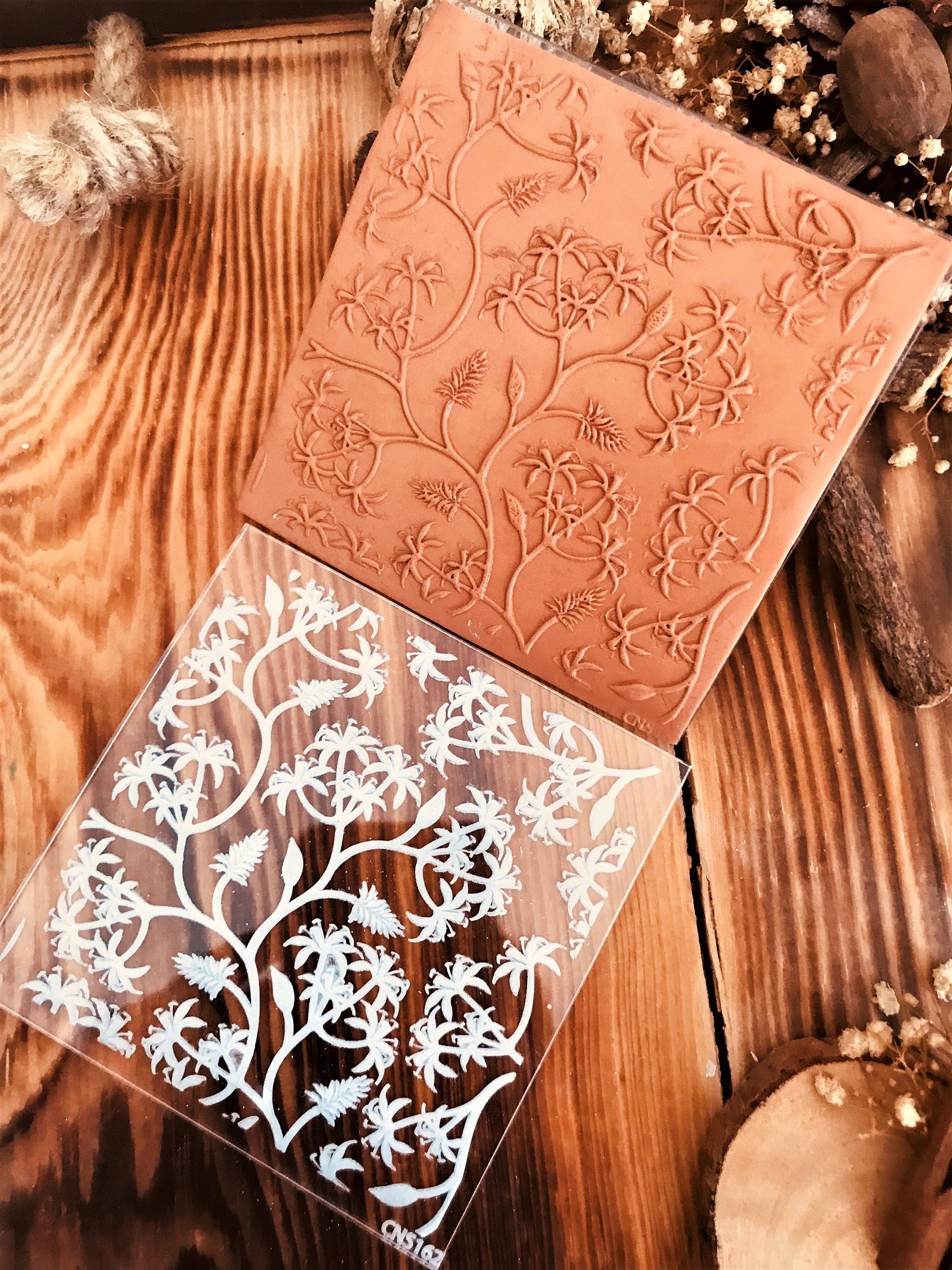Botanical Leaf8 Texture Mat for Polymer Clay Rubber or Acrylic Texture Stamp, Clay Tool, Texture Sheet for Polymer Clay Earrings & Fondant Crafts