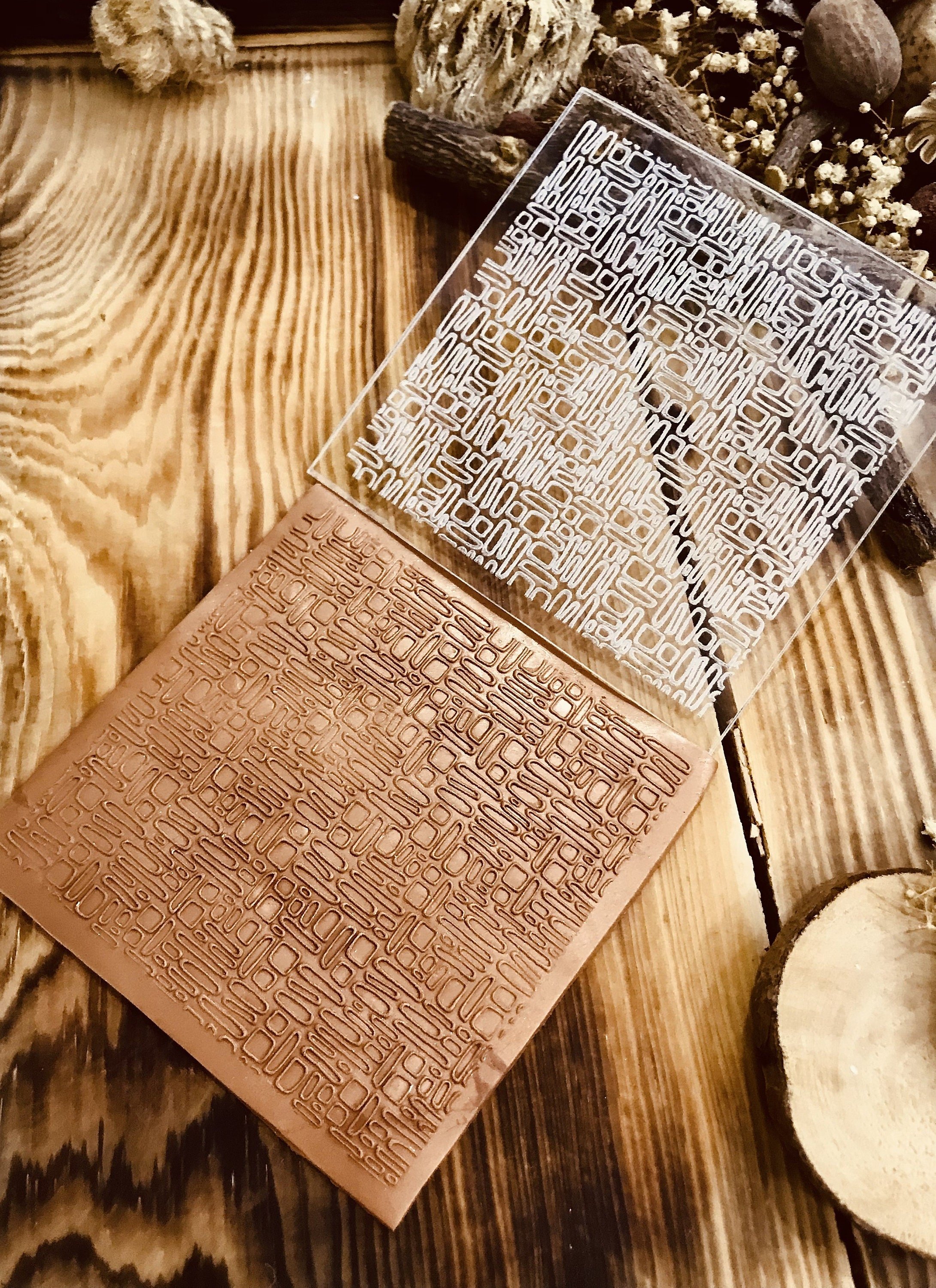 Micro Rectangle Acrylic Embossing Stamp For Polymer Clay, Ceramic Stamp, Fondant Stamp, Cookie Embosser, Cookie Stamp, Acrylic texture tool