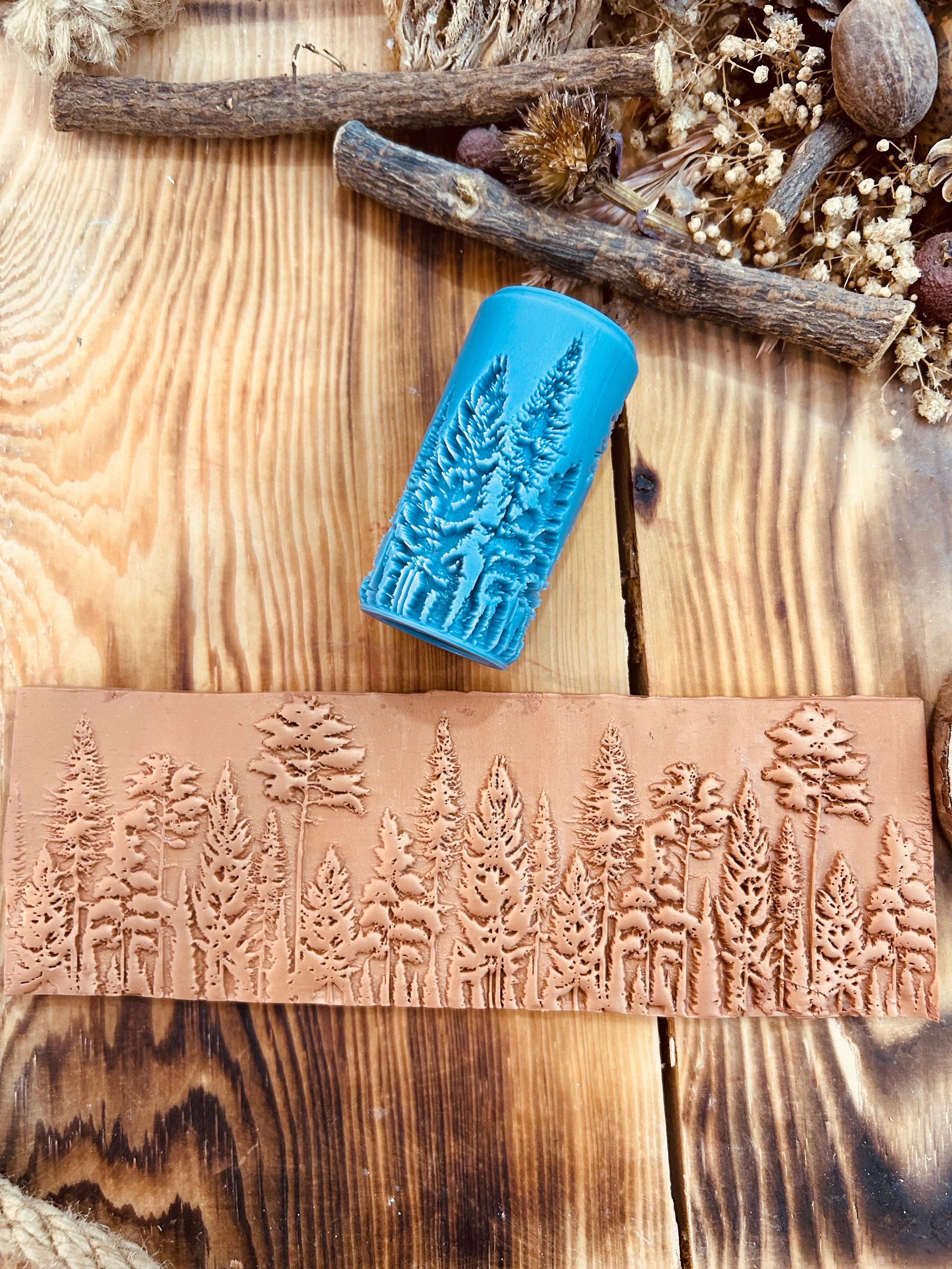 Forest Patterned 7cm High Roller, Embossing Texture Roller, DIY tool, Polymer Clay, Ceramic, Sugar Dough