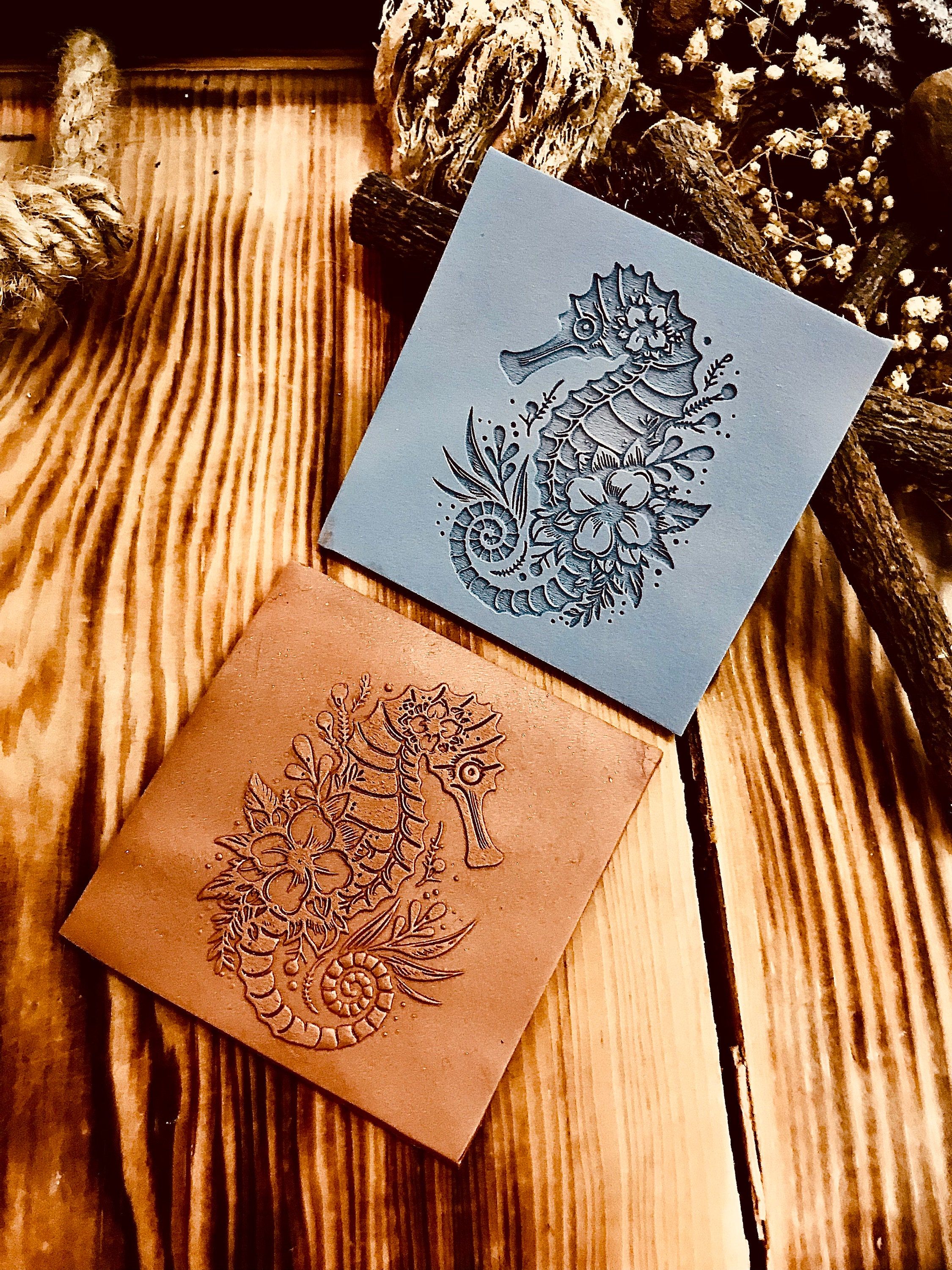 Seahorse With Flowers Pattern Rubber Texture Mat Polymer Clay Tools⎥Earring Making⎥Hand Roller⎥Clay Texture Tool⎥Jewellery Tools