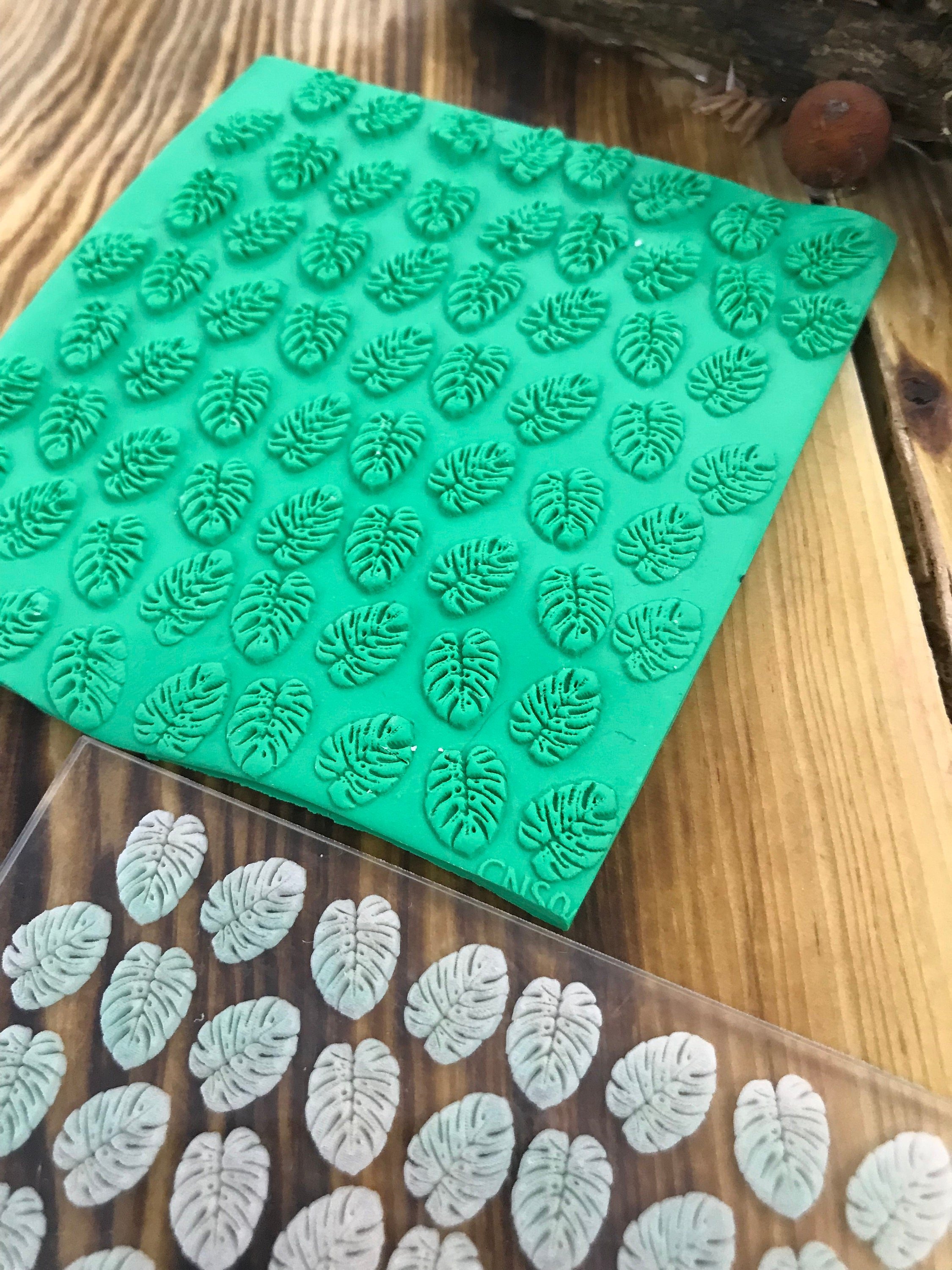 Palm Leaf Texture Mat, Polymer Clay Impression Mat, Acrylic Ceramic texture tool, Polymer Clay Earring Tool