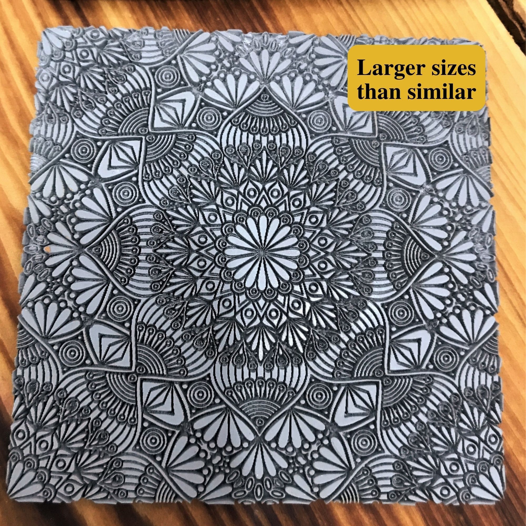 Mandala Art Deco Rubber Texture Mat 10*10Cm⎥Polymer Clay Tools⎥Earring Making⎥Hand Roller⎥Clay Texture Tool⎥Jewellery Tools