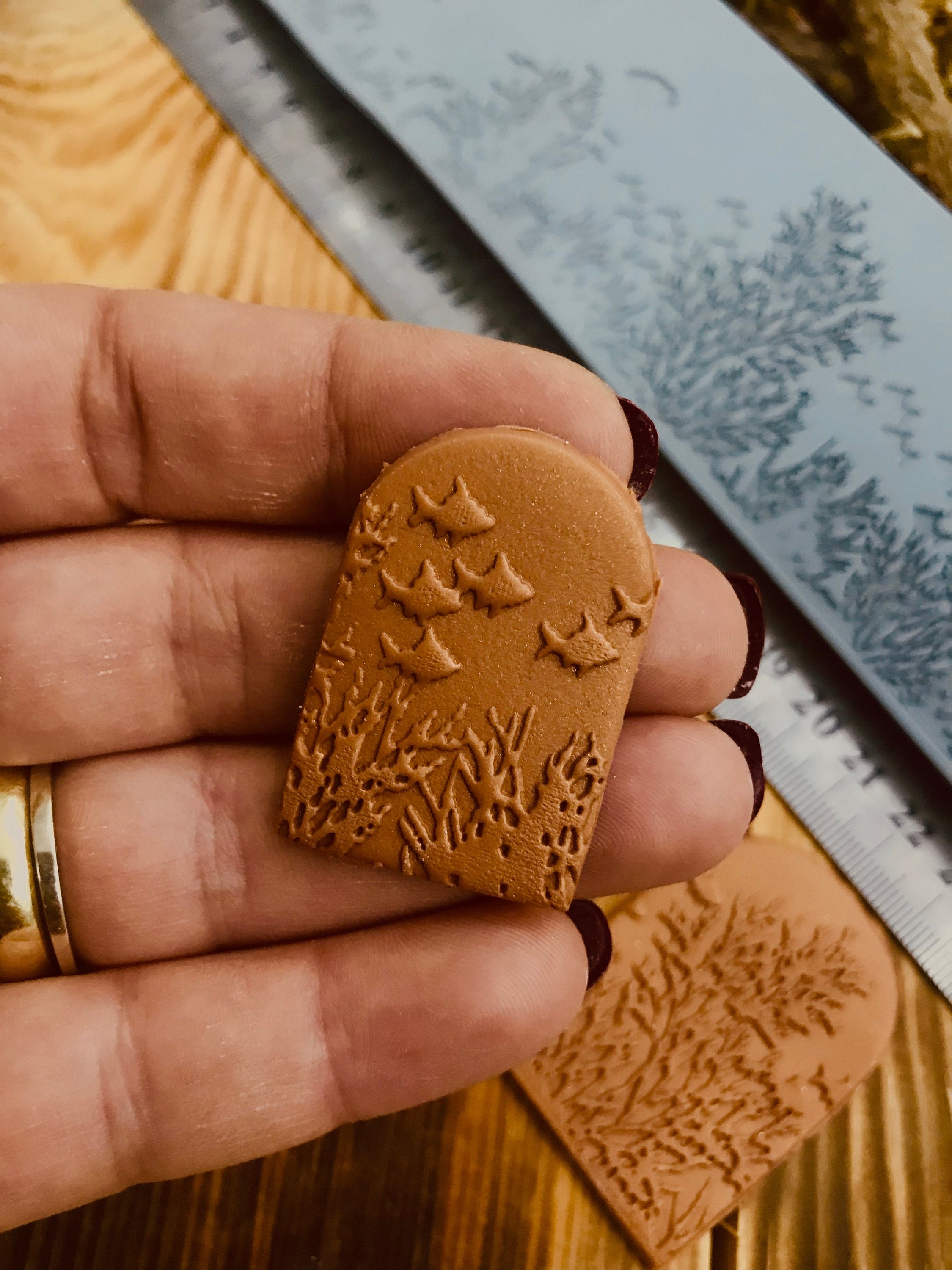 Coral Reef & Fish Border Texture Mat – Ocean Theme Rubber Stamp for Polymer Clay, Metal Clay, Air Dry Clay | 5x14.5cm & 5x29.5cm Sizes