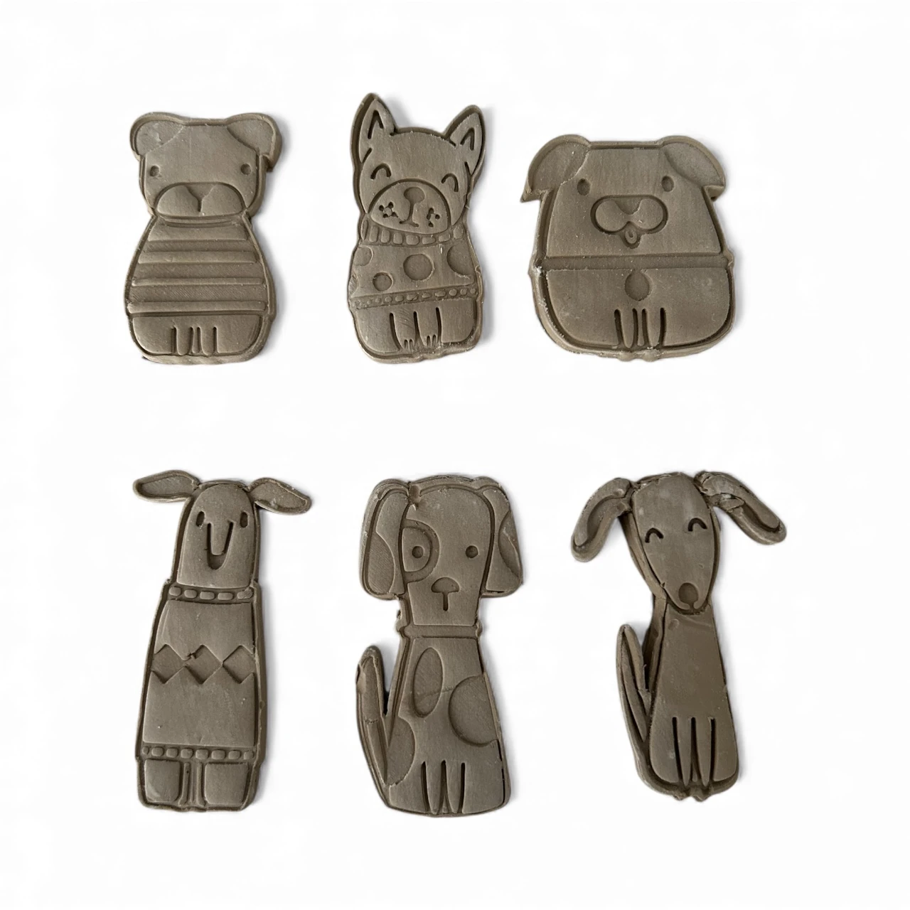 Paw Pals – 6'lı Köpek Damga ve Kesici Seti |Kurabiye|Seramik| Polimer Kil & Hava ile Kuruyan Kil İçin