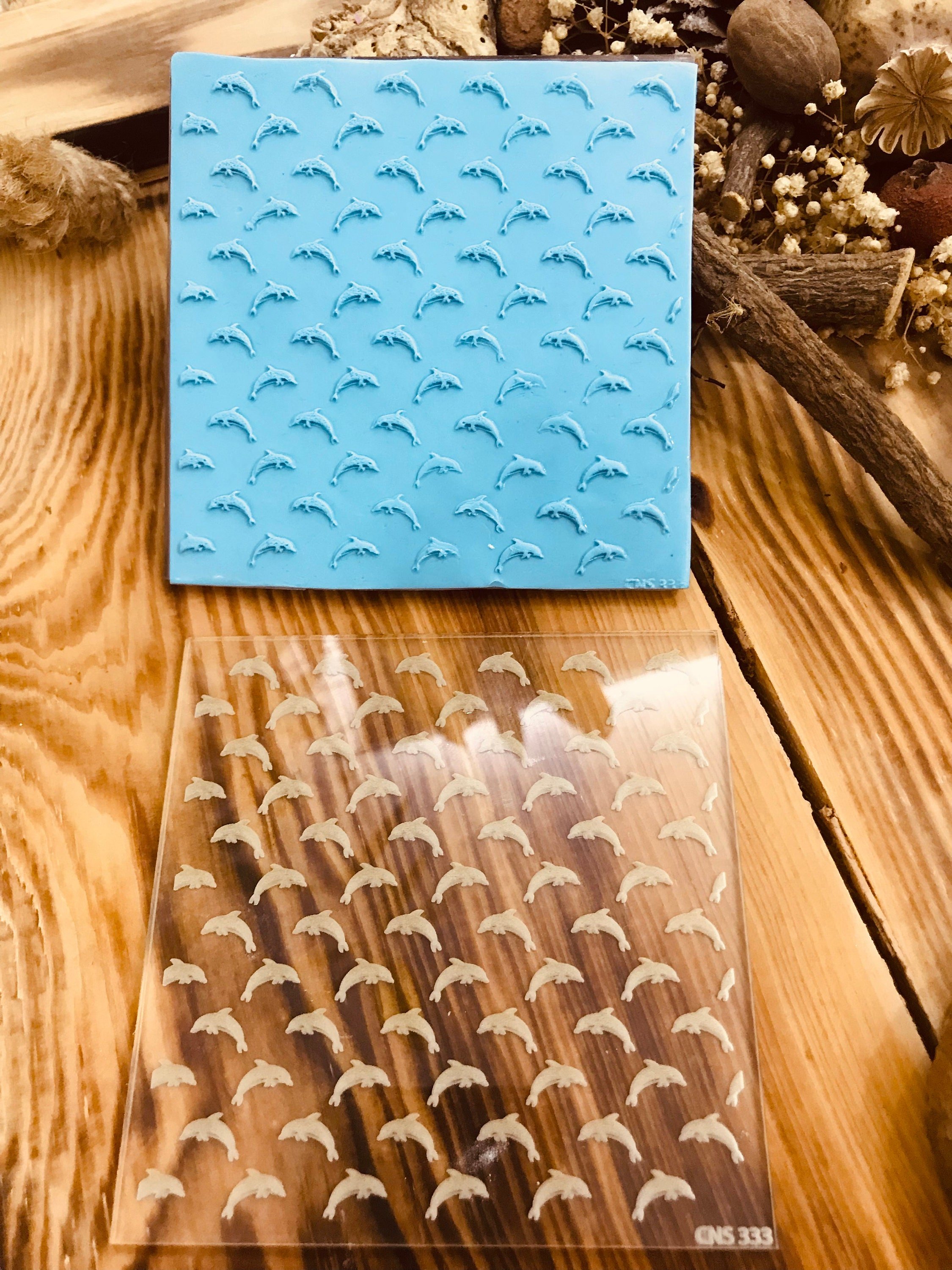 Dolphin Rubber or Acrylic Texture Mat – Polymer Clay Stamp, Embossing Tool, Acrylic Texture Sheet, Plaque, Tile for Fimo, Sculpey, Cernit
