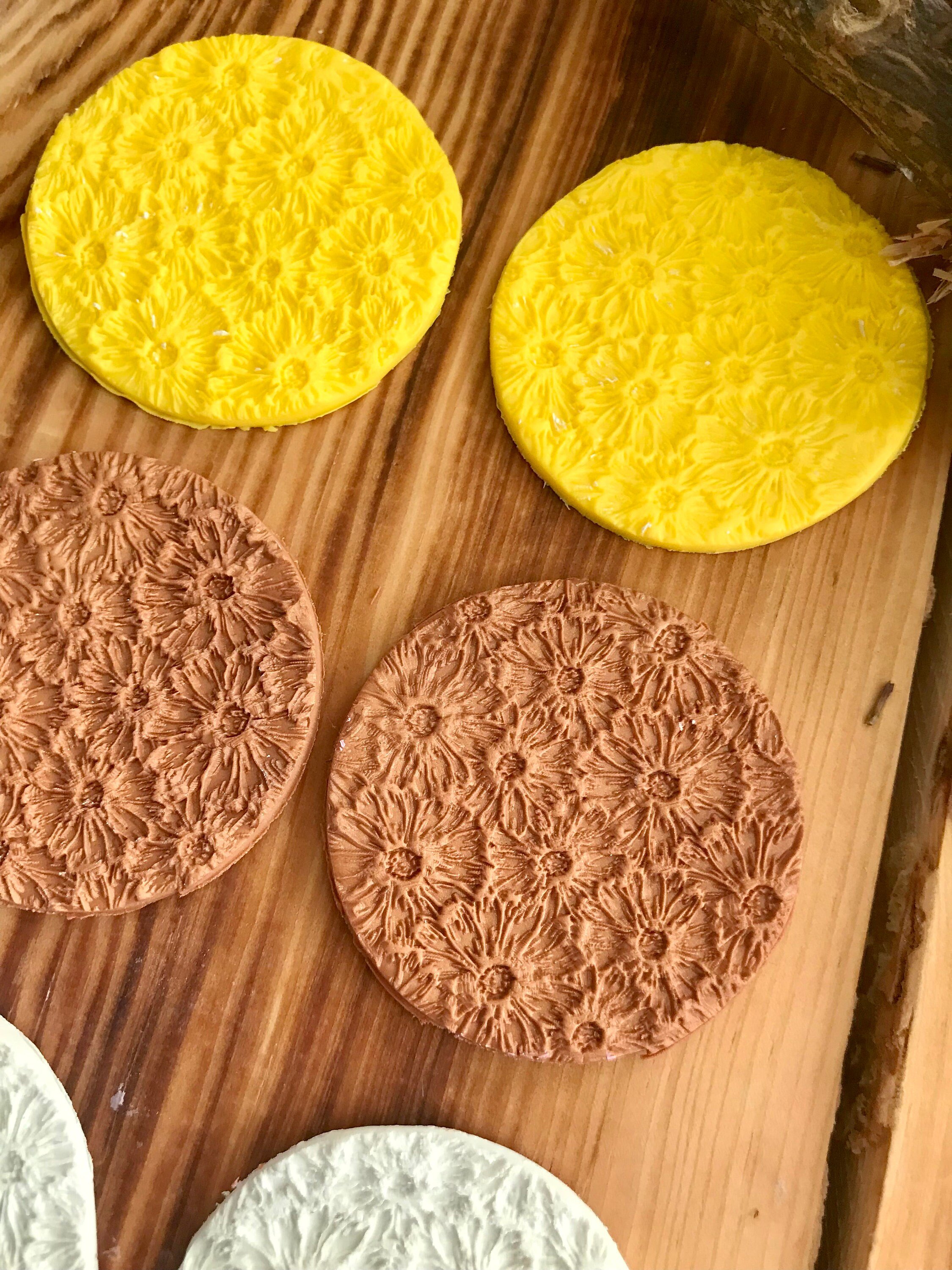 Sunflower/Daisy Pattern Rubber Texture Mat⎥Polymer Clay Tools⎥Earring Making⎥Hand Roller⎥Clay Texture Tool⎥Jewellery Tools