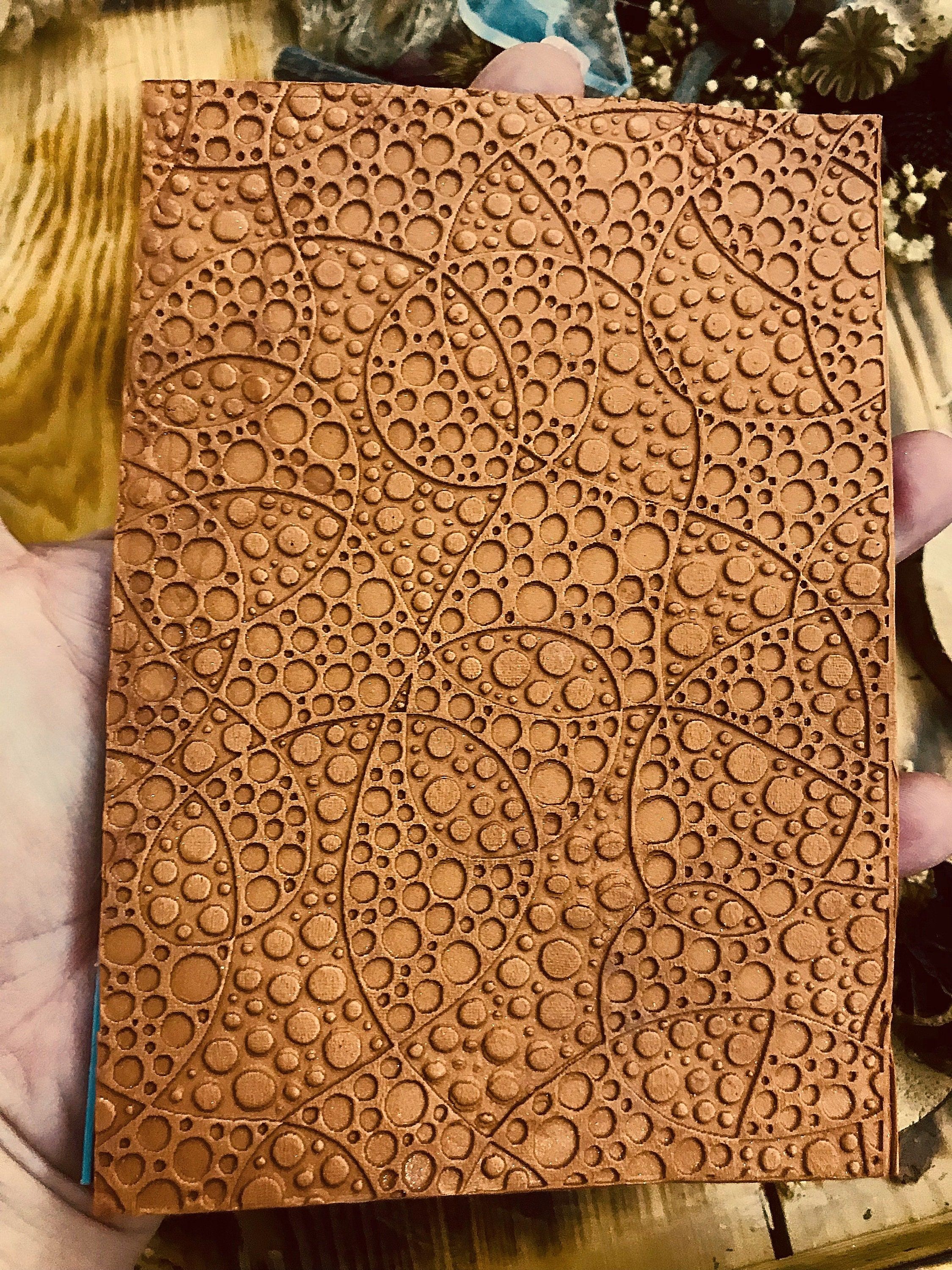 Round Geometric Rubber Texture Mat with a unique floral pattern in 10*14cm dimensions for polymer clay, ceramics , Polymer Clay Tools