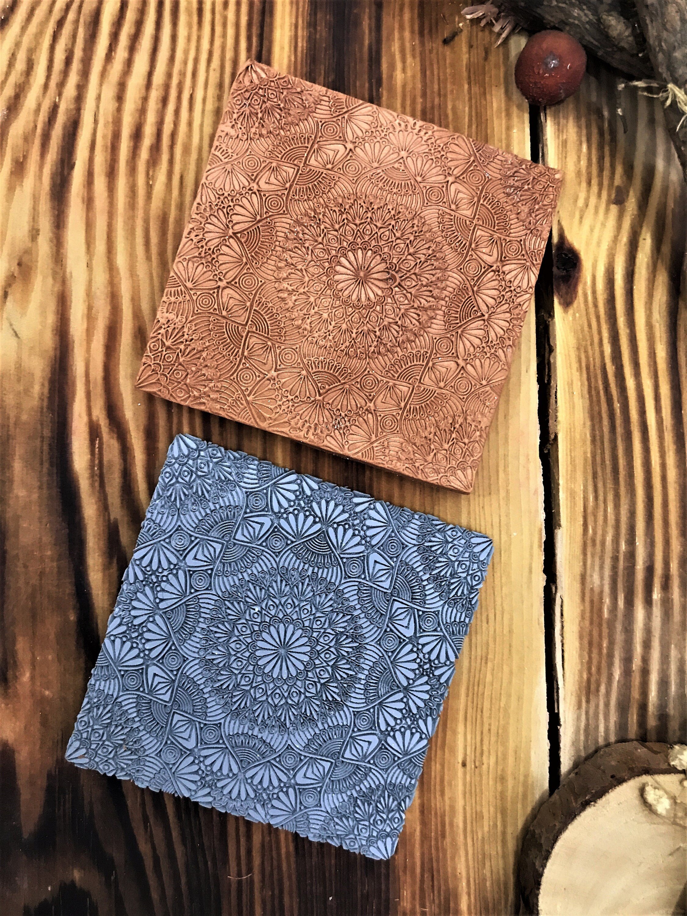 Mandala Art Deco Rubber Texture Mat 10*10Cm⎥Polymer Clay Tools⎥Earring Making⎥Hand Roller⎥Clay Texture Tool⎥Jewellery Tools