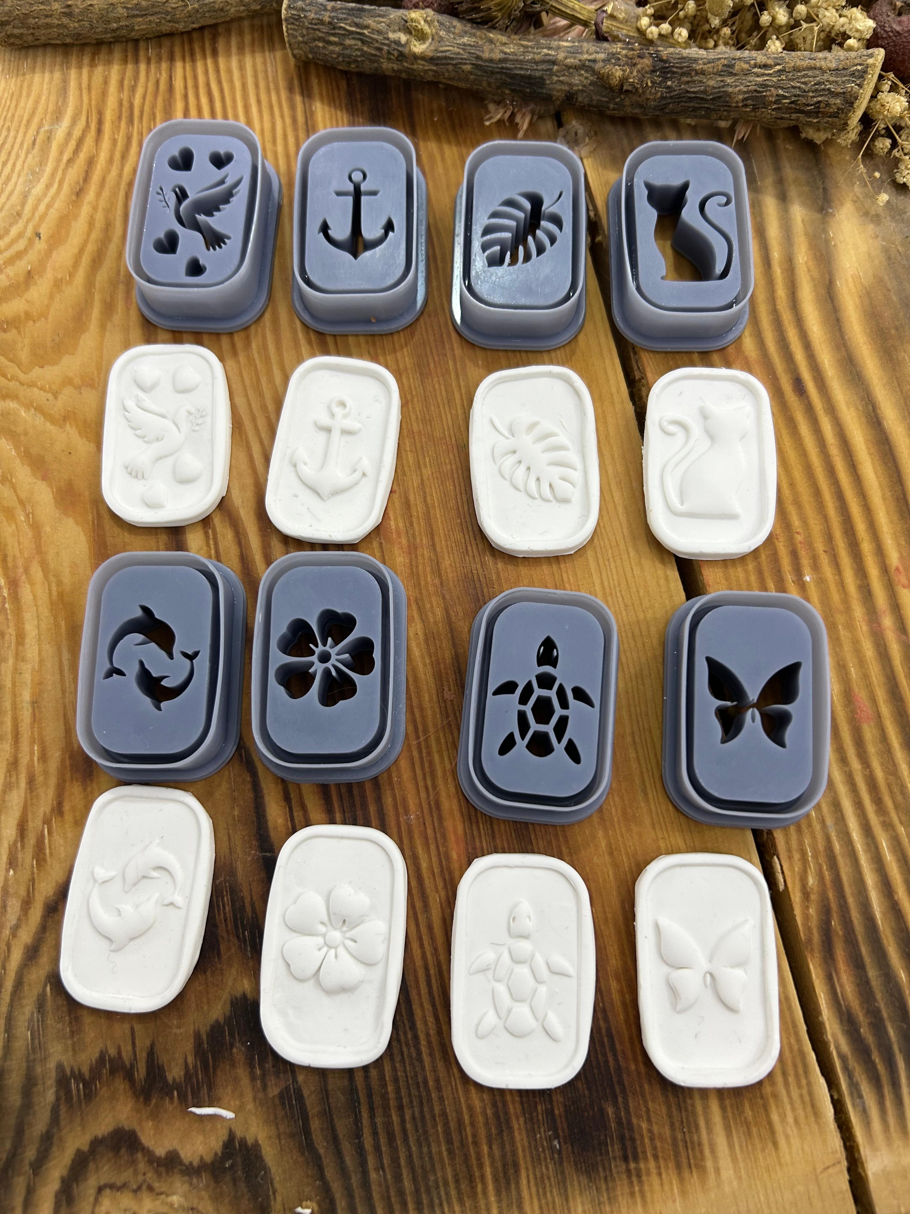 Animal And Nature Clay Cutter Set for Polymer Clay 8pc Resin Cutters with Cat,Anchor, Dove, Butterfly, Turtle, Dolphin, Leaf, Cherry Blossom