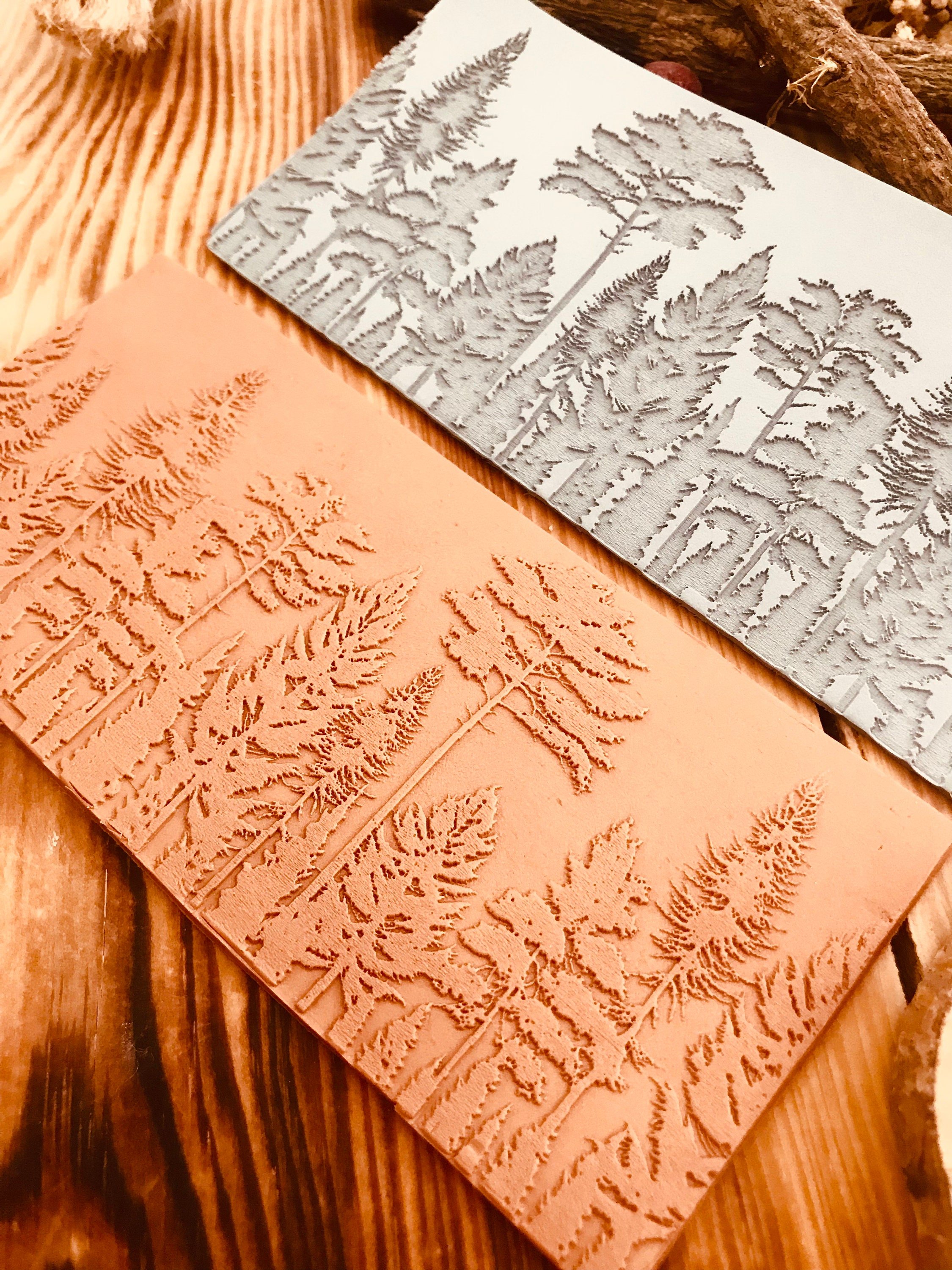 Forest Landscape Rubber Texture Mat – 7x14.5cm Clay Texture Sheet | Nature Pattern Stamp for Polymer Clay, Air Dry Clay, Jewellery & Mug Designs
