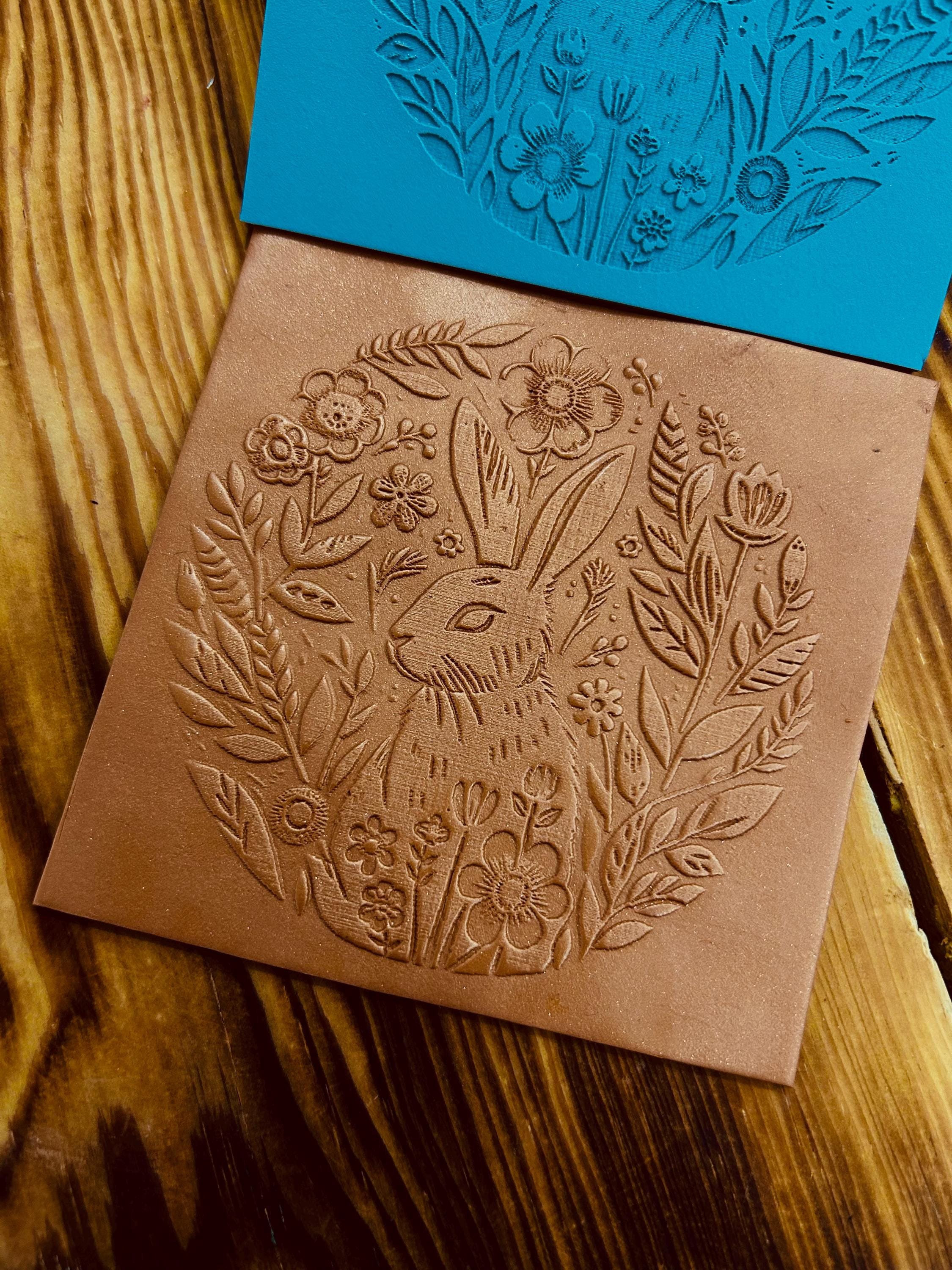 Easter Bunny And Flowers Rubber or Acrylic Texture Mat 3 Different Size– Polymer Clay Stamp, Embossing Tool, Acrylic Texture Sheet, Plaque, Tile for Fimo, Sculpey, Cernit