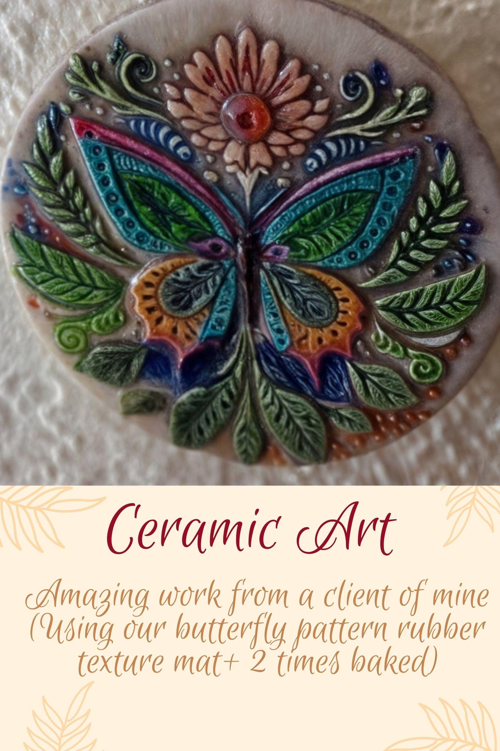 Butterfly With Flowers Pattern Rubber Texture Mat Polymer Clay Tools⎥Earring Making⎥Hand Roller⎥Clay Texture Tool⎥Jewellery Tools