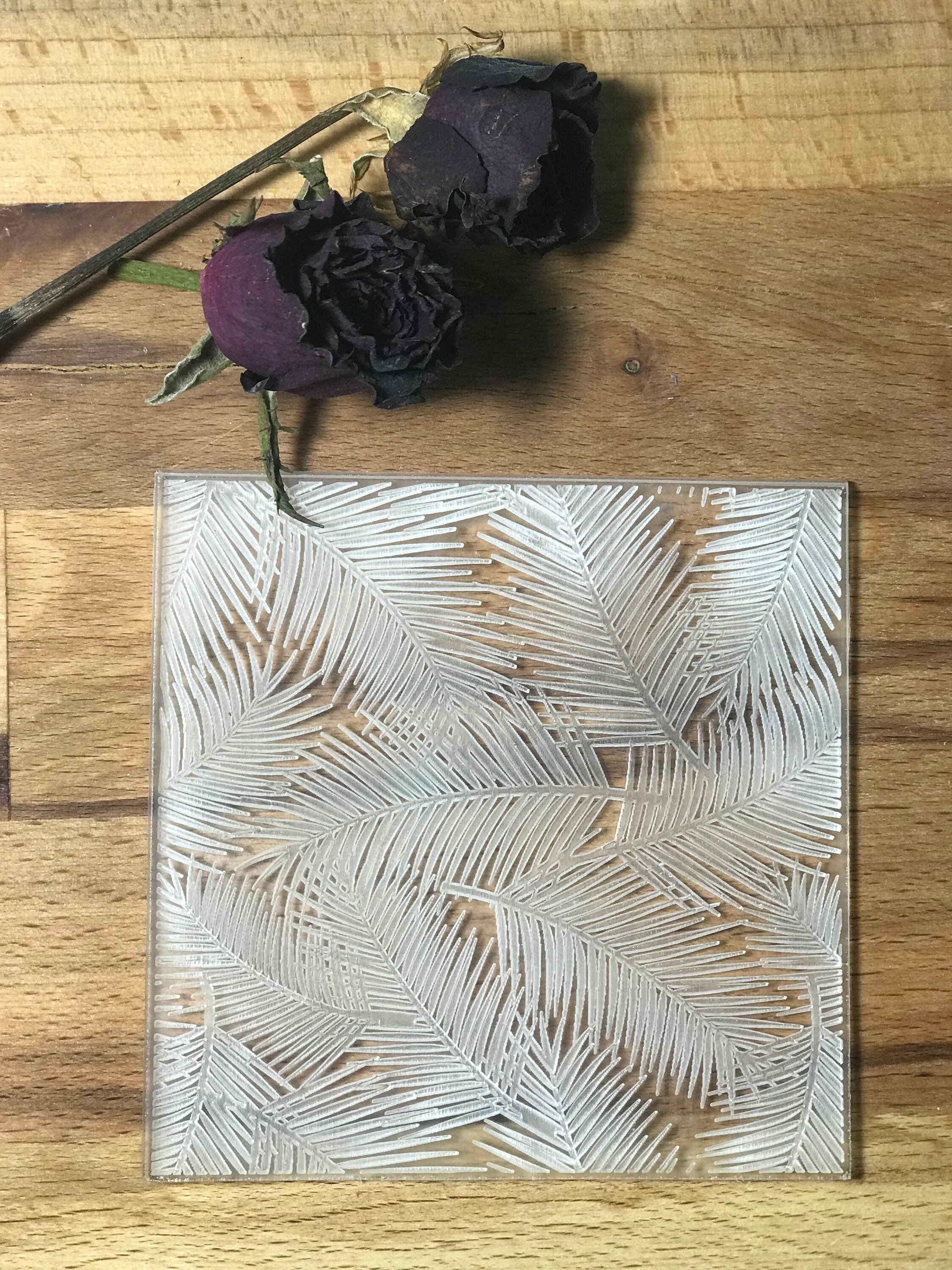 Botanical Palm Leaf Texture Mat - Rubber or Acrylic Texture Sheet for Polymer Clay, Ceramic, & Acrylic Impression Tool, Texture Plate for Crafting