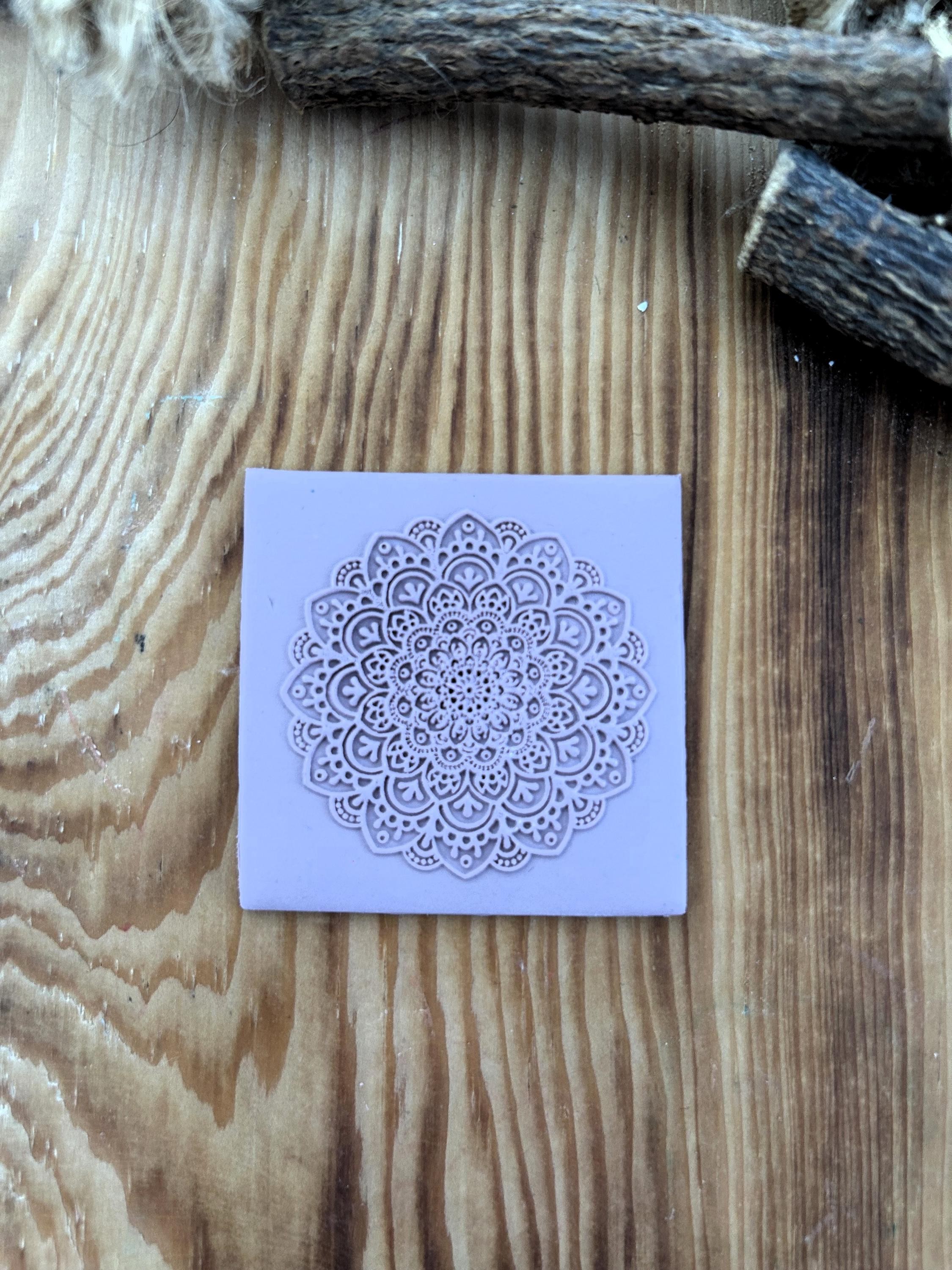 Mandala Design Rubber Texture Mat with Matching Clay Cutters – Available in 5x5 cm and 7x7 cm