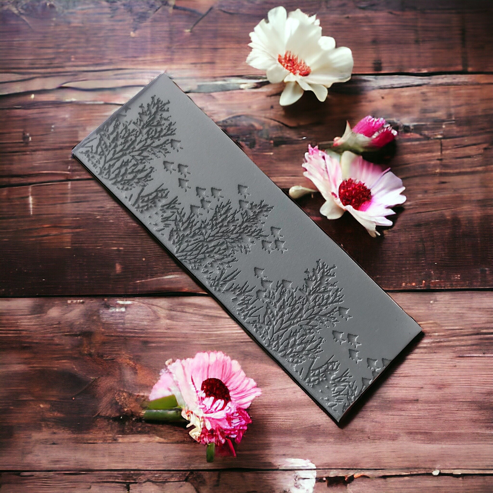 Coral Reef & Fish Border Texture Mat – Ocean Theme Rubber Stamp for Polymer Clay, Metal Clay, Air Dry Clay | 5x14.5cm & 5x29.5cm Sizes