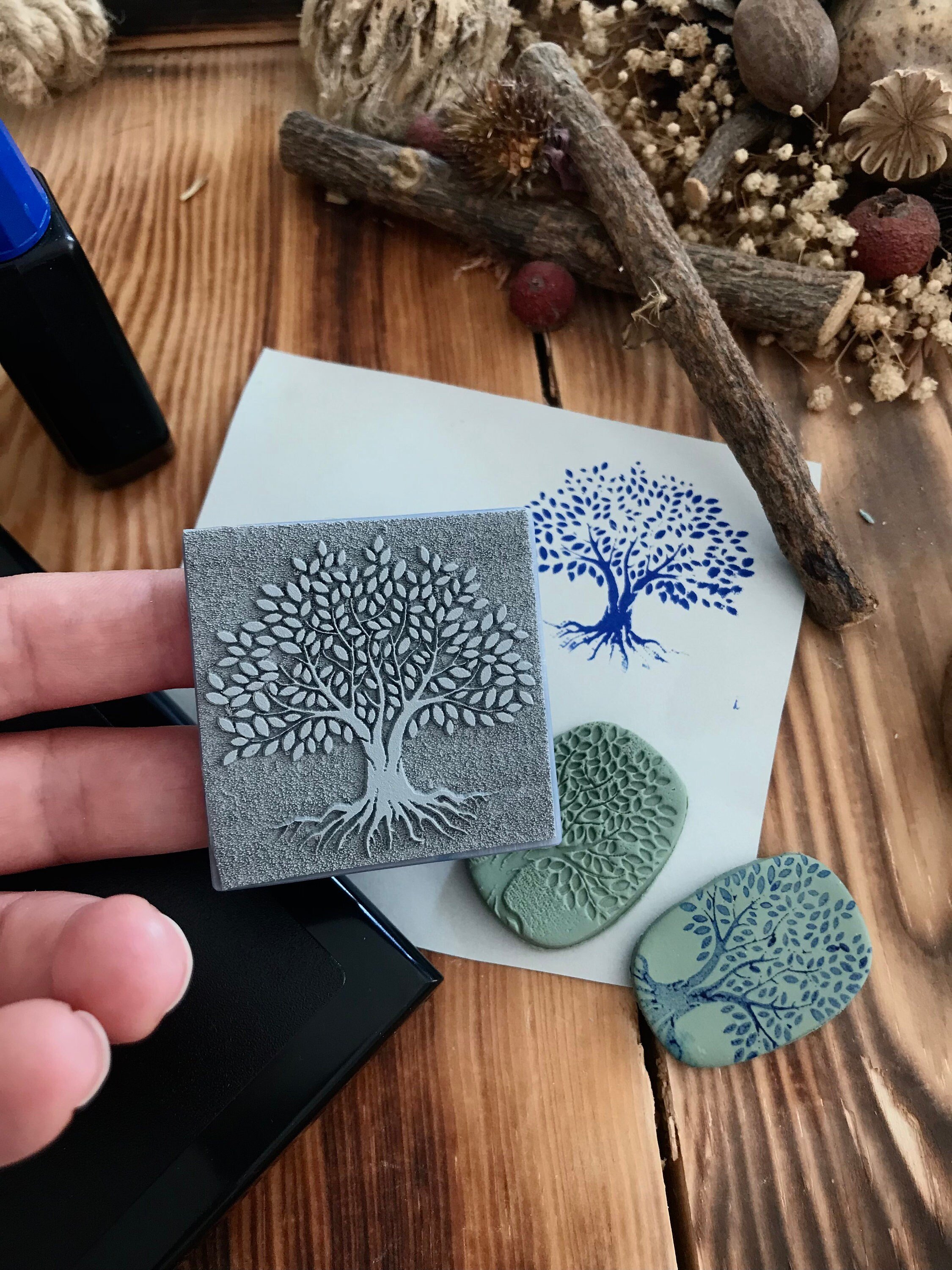 Life of Tree Rubber Stamp for Scrapbooking Decoration, Polymer Clay Deboss Stamp, Decorative Packaging, Card Making, DIY, Notebook Decorate