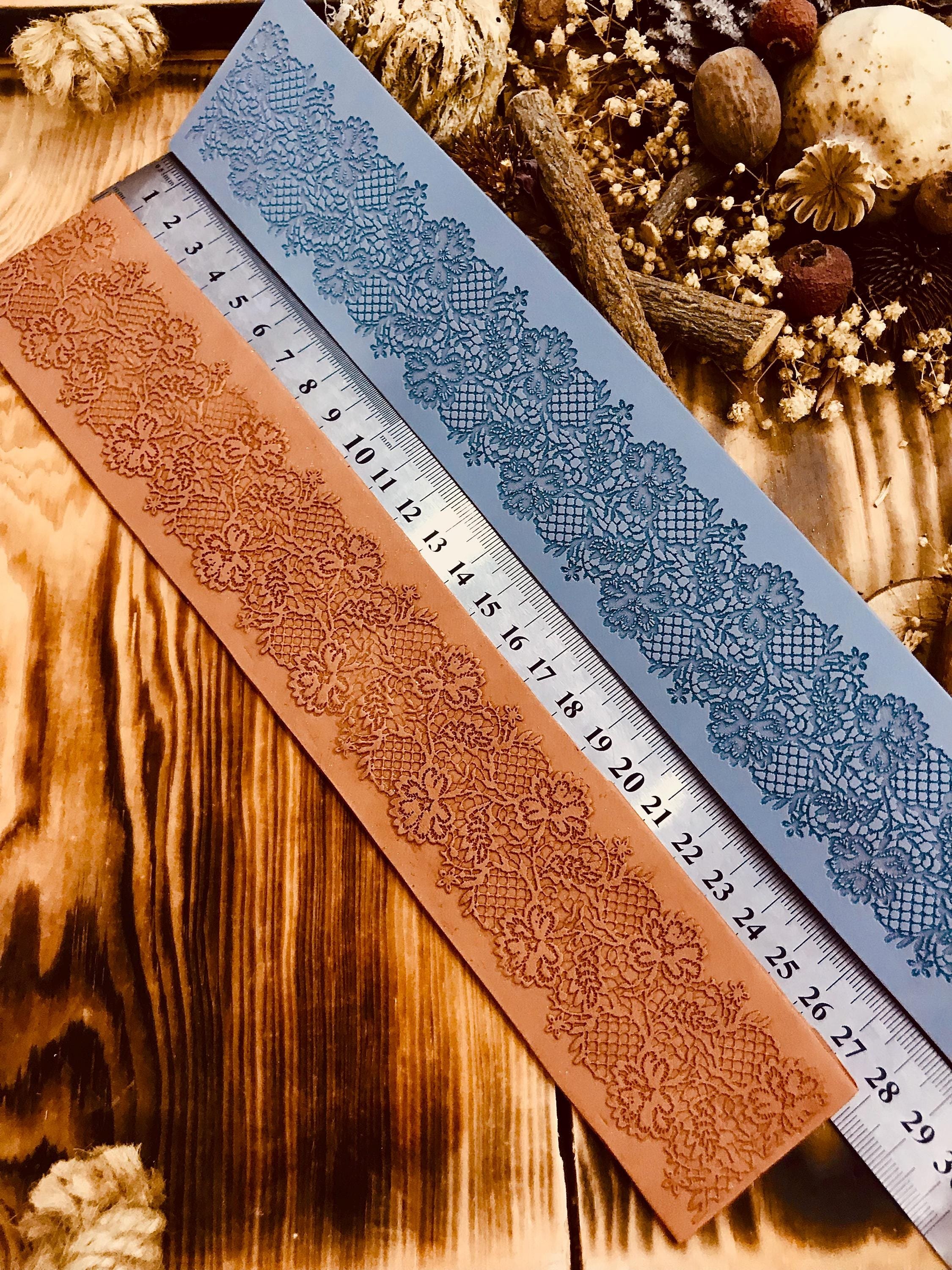 Lace Border 5*29cm Lace Pattern Rubber Texture Mat for Polymer Clay & Ceramic Projects