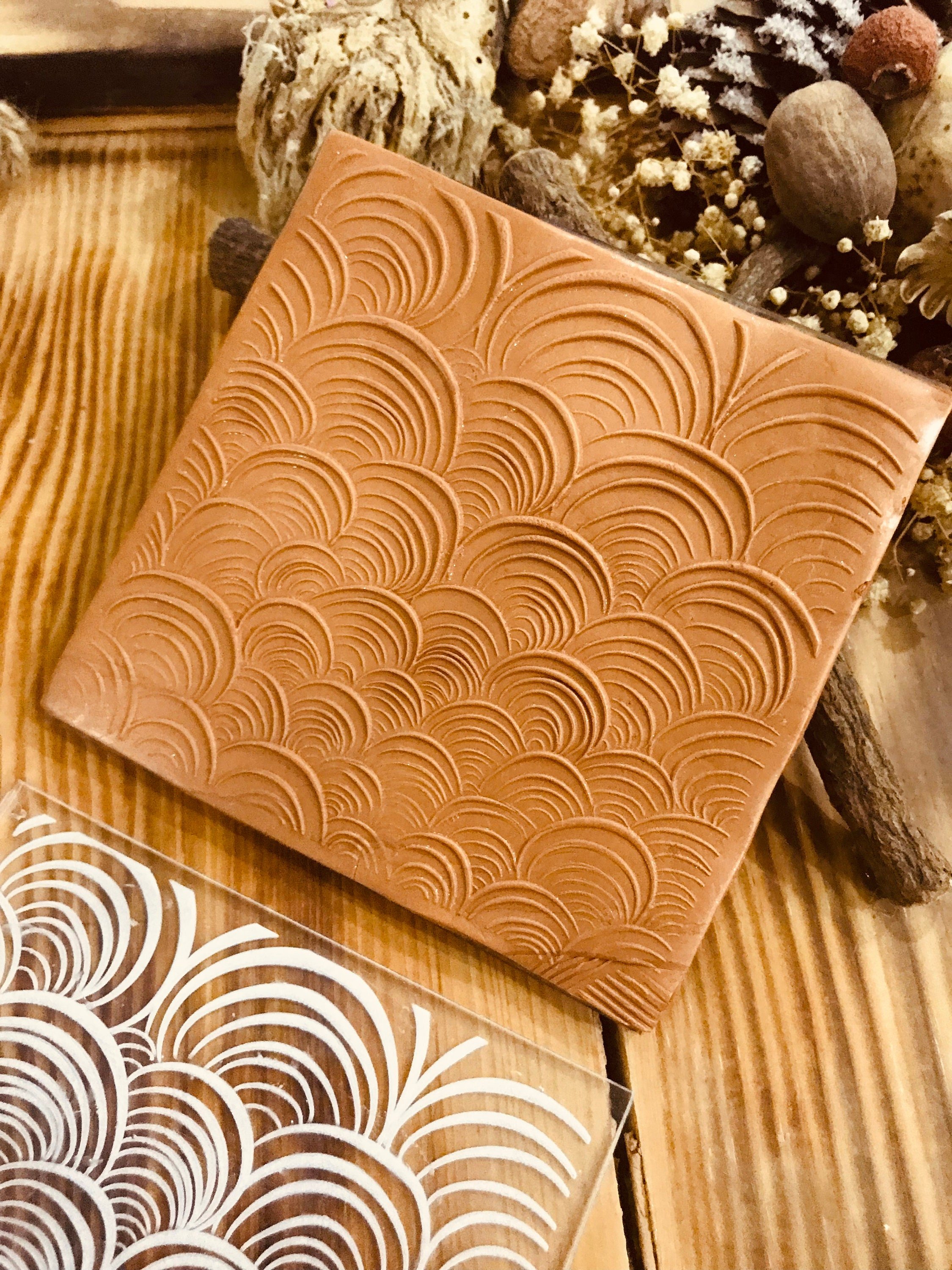 Ring Patterned Acrylic Texture Tile, 10*10cm size,Polymer Clay Embossing Stamp,  Texture Plaque,Texture Tile,Fimo, Sculpey, Cernit