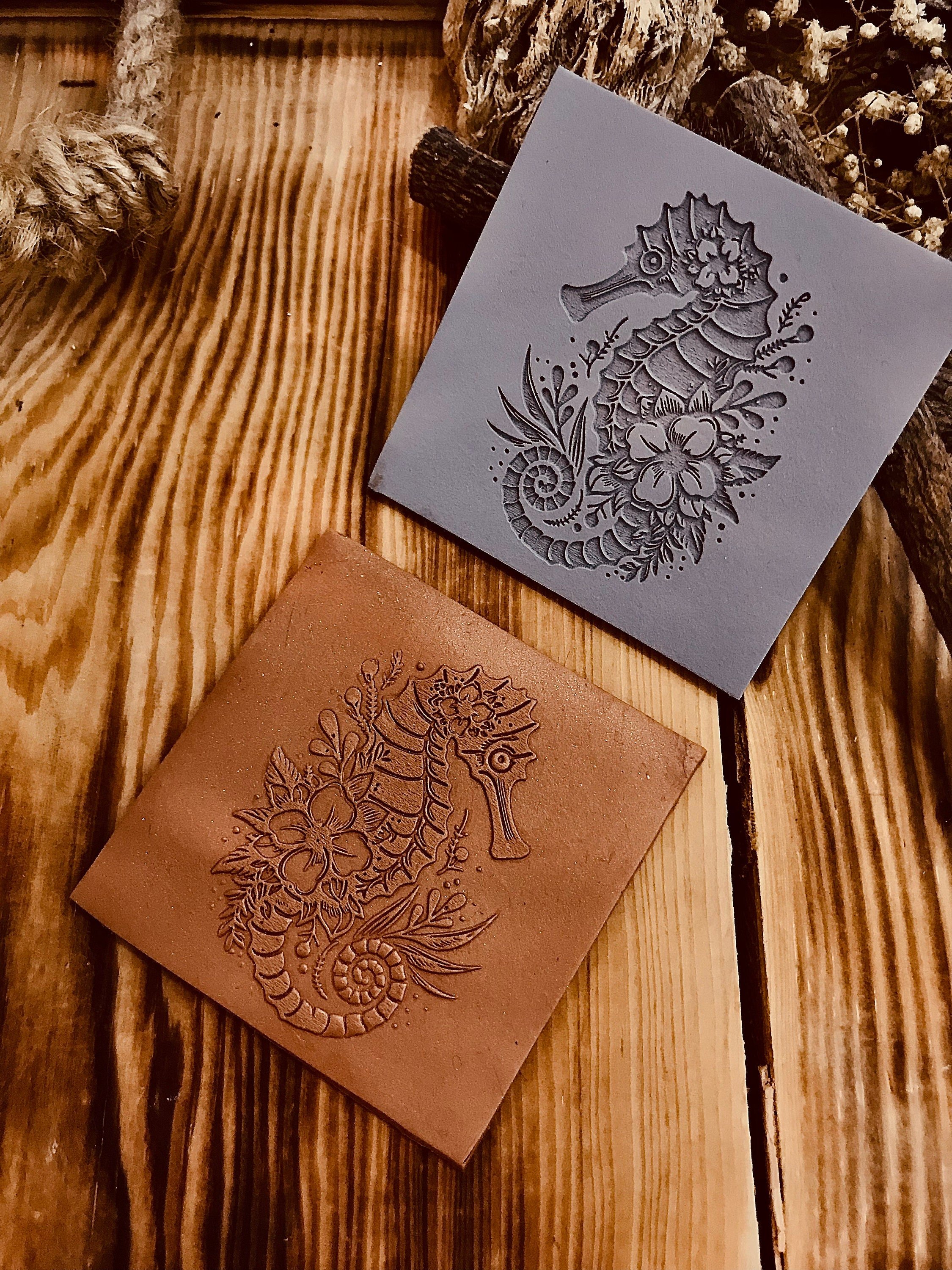 Seahorse With Flowers Pattern Rubber Texture Mat Polymer Clay Tools⎥Earring Making⎥Hand Roller⎥Clay Texture Tool⎥Jewellery Tools
