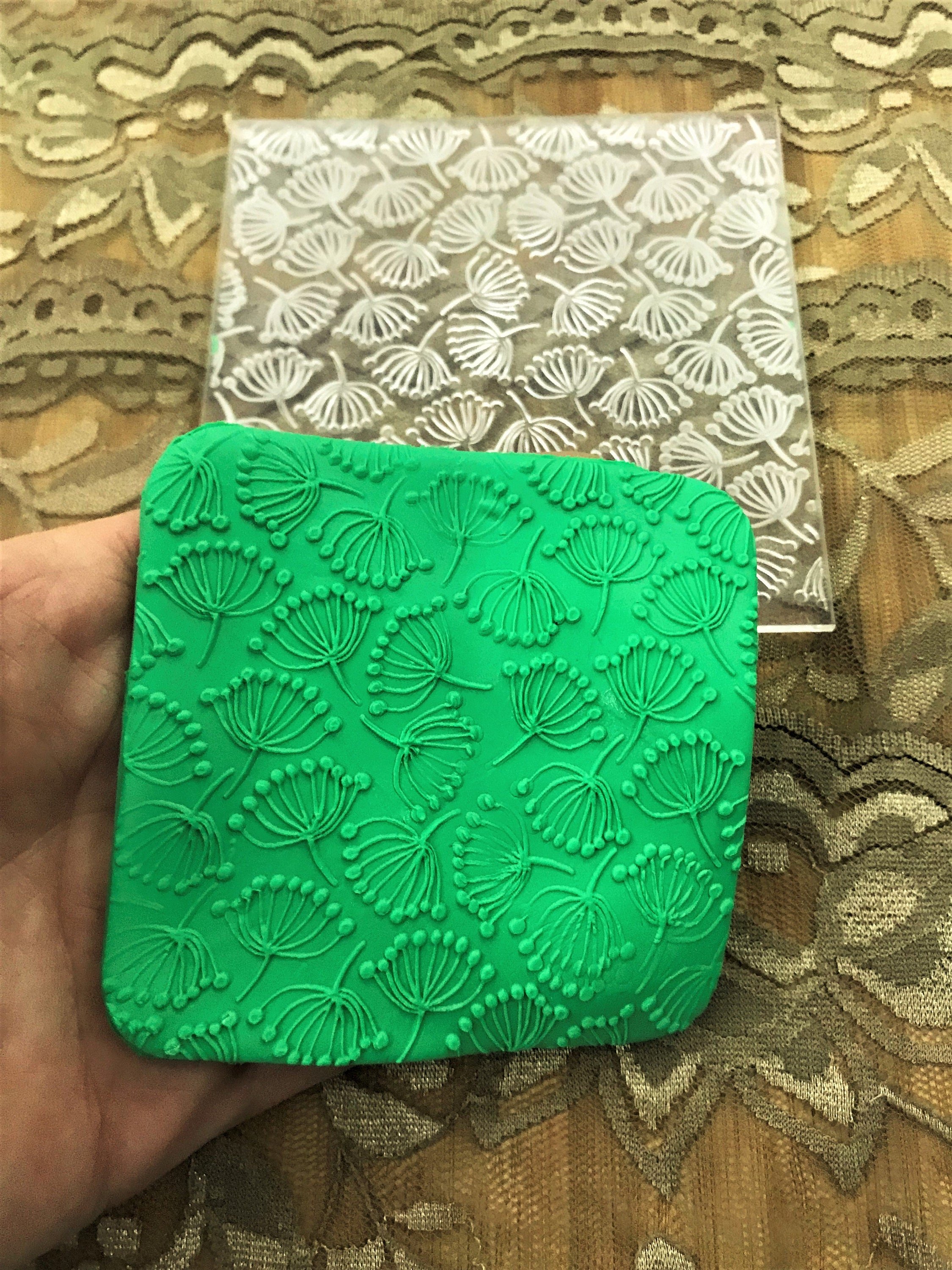 Dandelion Rubber or Acrylic Texture Mat – Polymer Clay Stamp, Embossing Tool, Acrylic Texture Sheet, Plaque, Tile for Fimo, Sculpey, Cernit