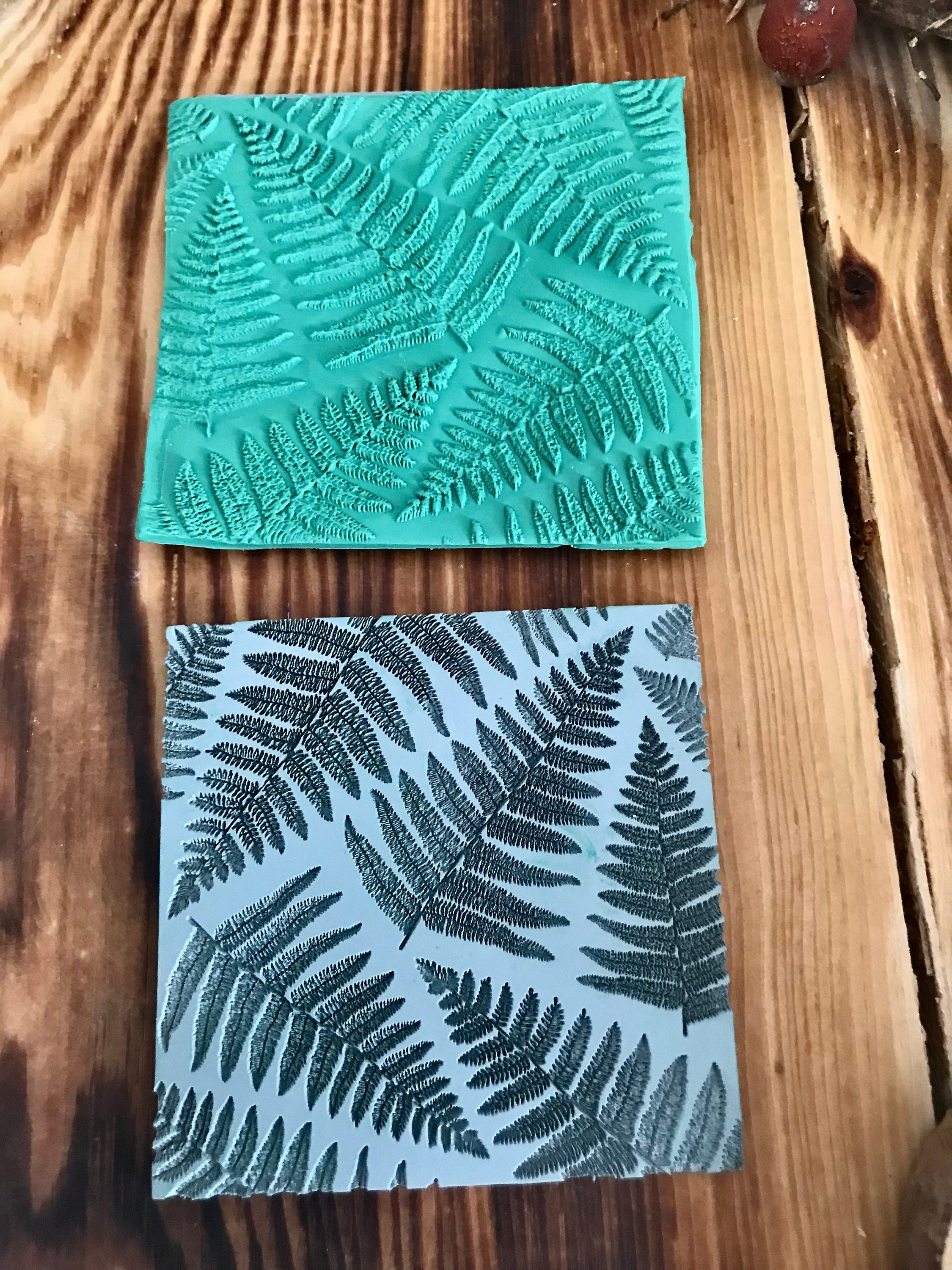 Fern Leaf Texture Mat – 70mm Rubber Stamp for Polymer Clay Earrings, Jewelry, Botanical Crafts | Nature-Inspired Clay Texture Tool