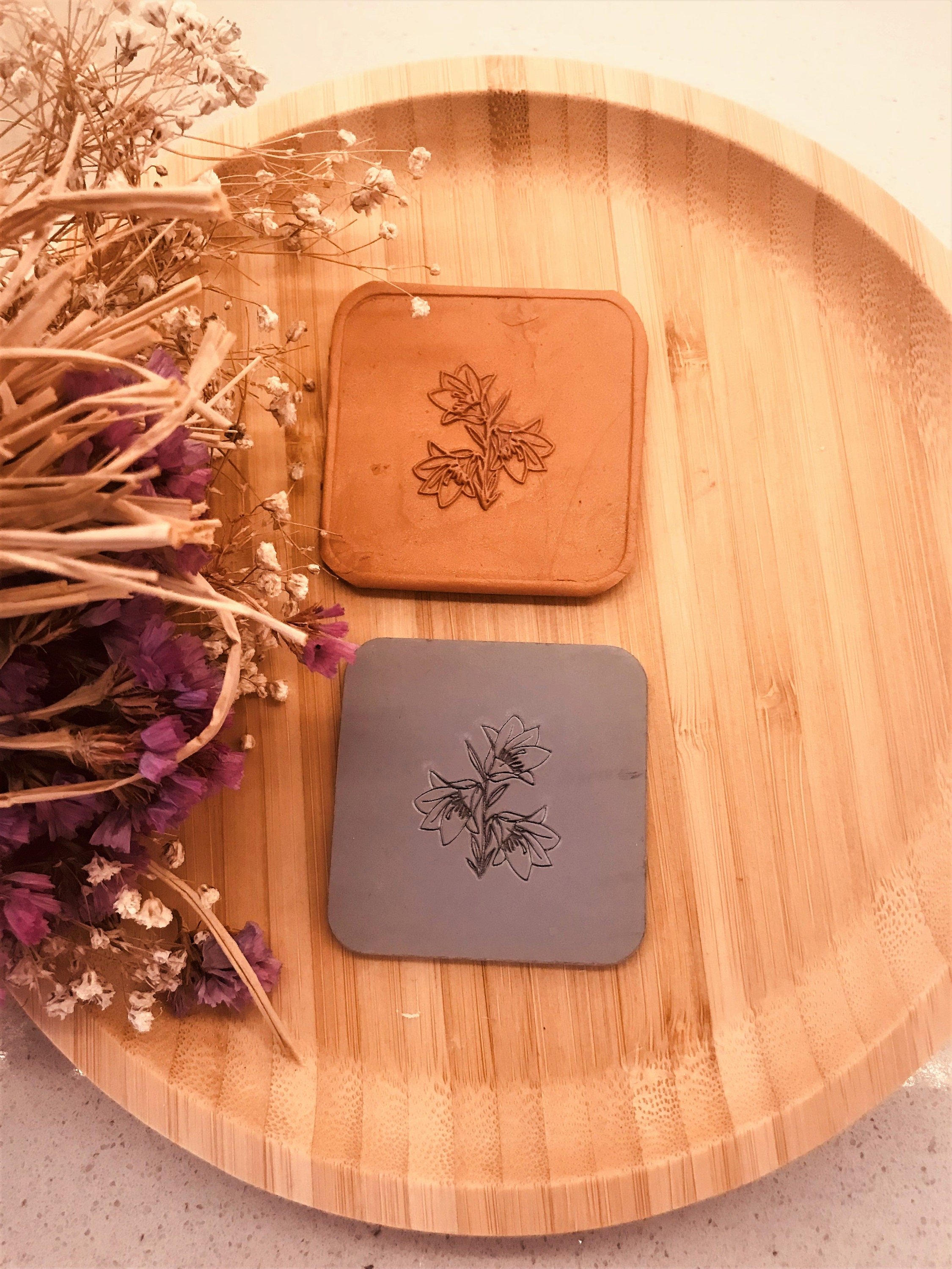 Lily Bouquet Rubber Texture Mat⎥Polymer Clay Tools⎥Earring Making⎥Hand Roller⎥Clay Texture Tool⎥Jewellery Tools