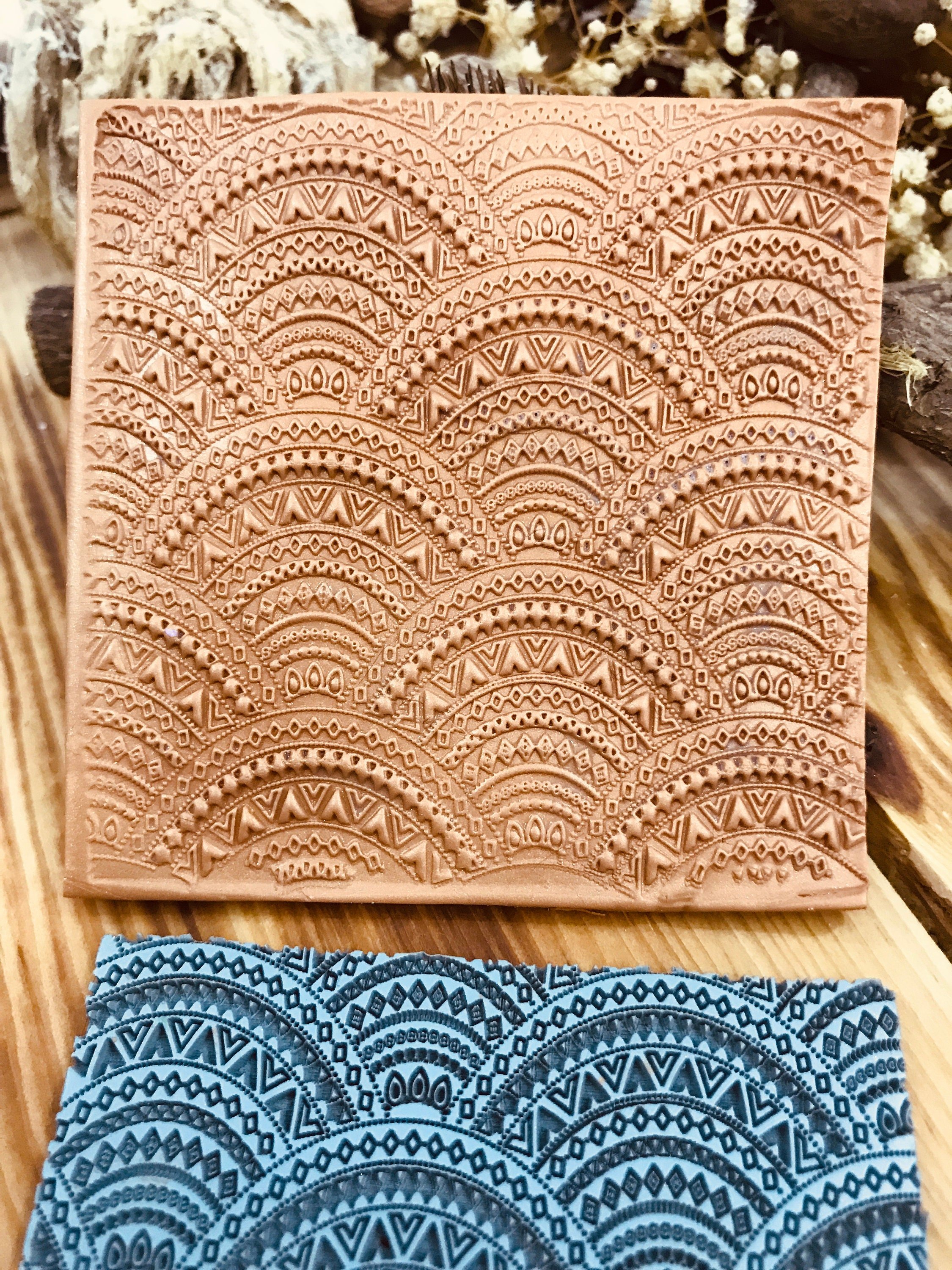 Mandala Art Deco Rubber Texture Mat⎥Polymer Clay Tools⎥Earring Making⎥Hand Roller⎥Clay Texture Tool⎥Jewellery Tools