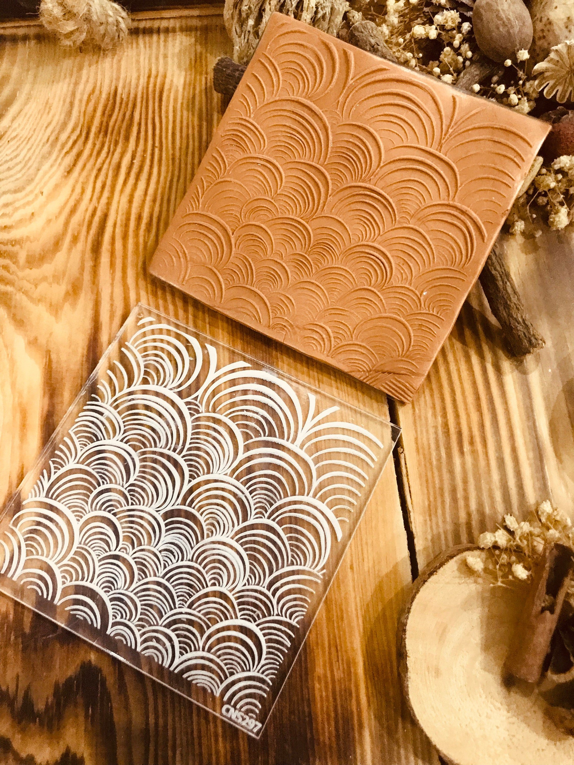 Ring Patterned Acrylic Texture Tile, 10*10cm size,Polymer Clay Embossing Stamp,  Texture Plaque,Texture Tile,Fimo, Sculpey, Cernit