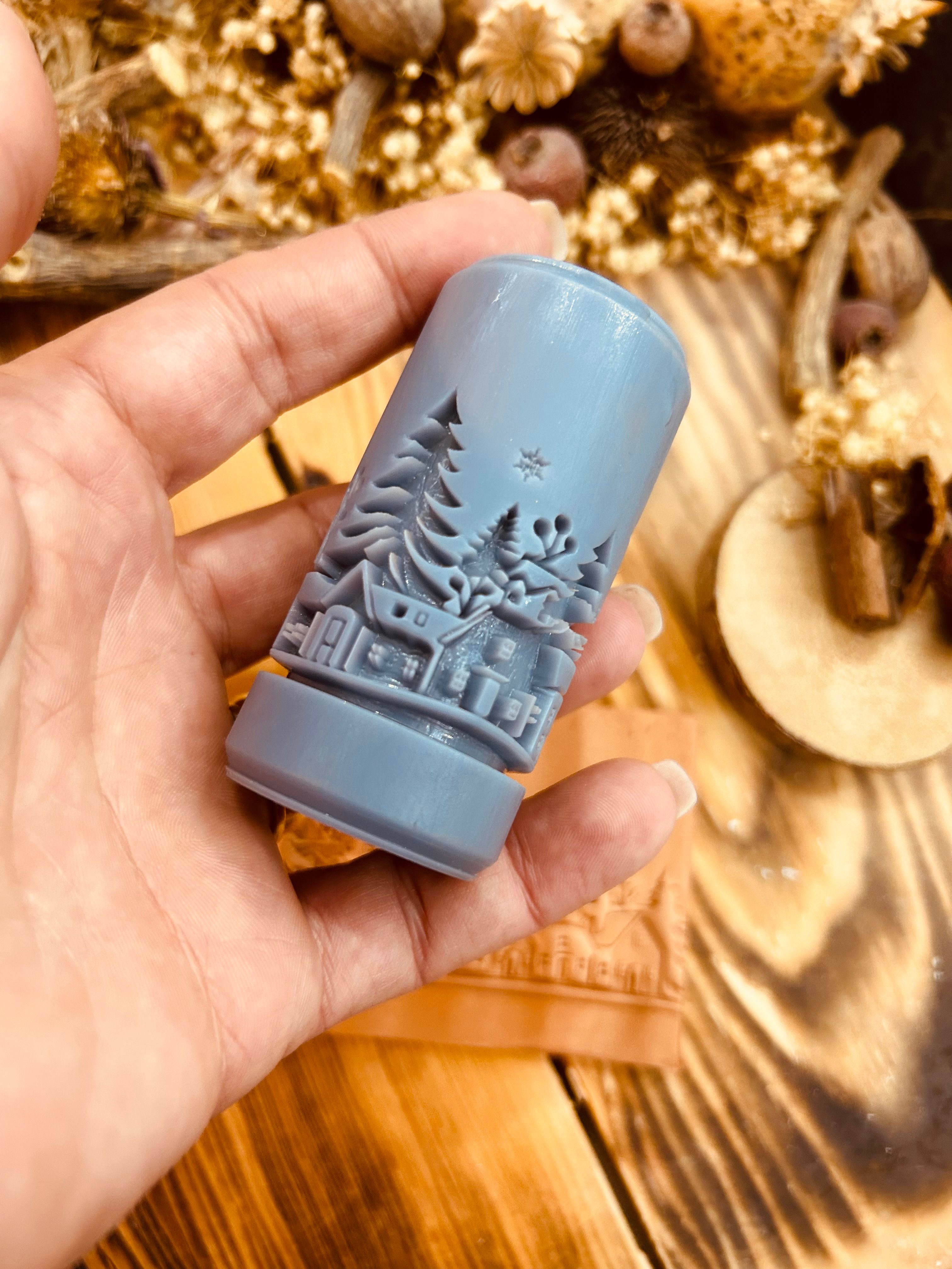 Mini Unique Christmas Scene Patterned 7cm High Roller, Embossing Texture Roller, DIY tool, Polymer Clay, Ceramic, Sugar Dough