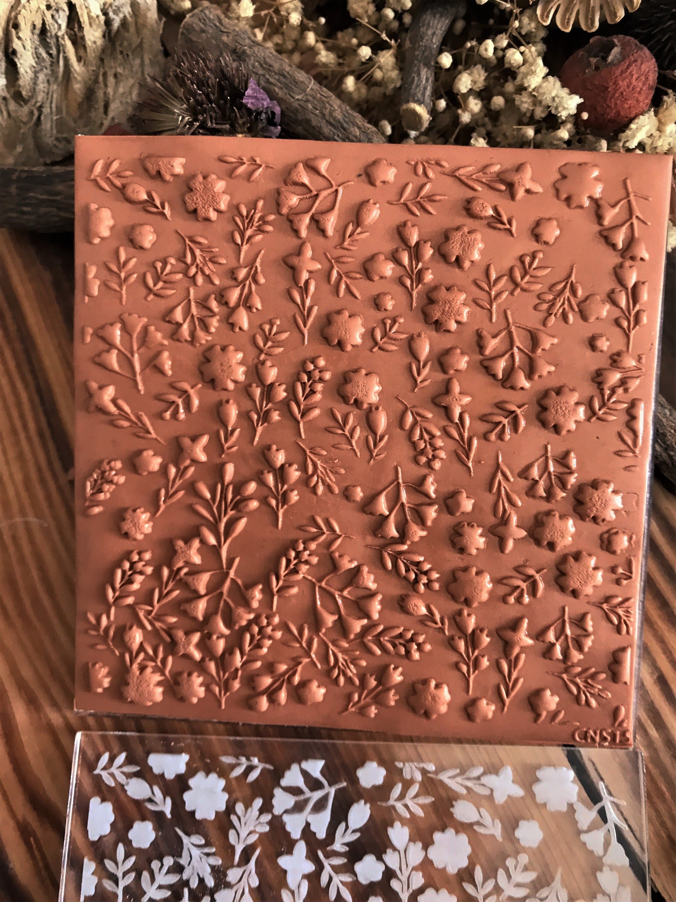 Tiny Florals Texture Mat, Embosser Stamp, Acrylic Clay Texture Sheet Deco, Lace Pattern, Ceramic Earring Supplies, Pattern