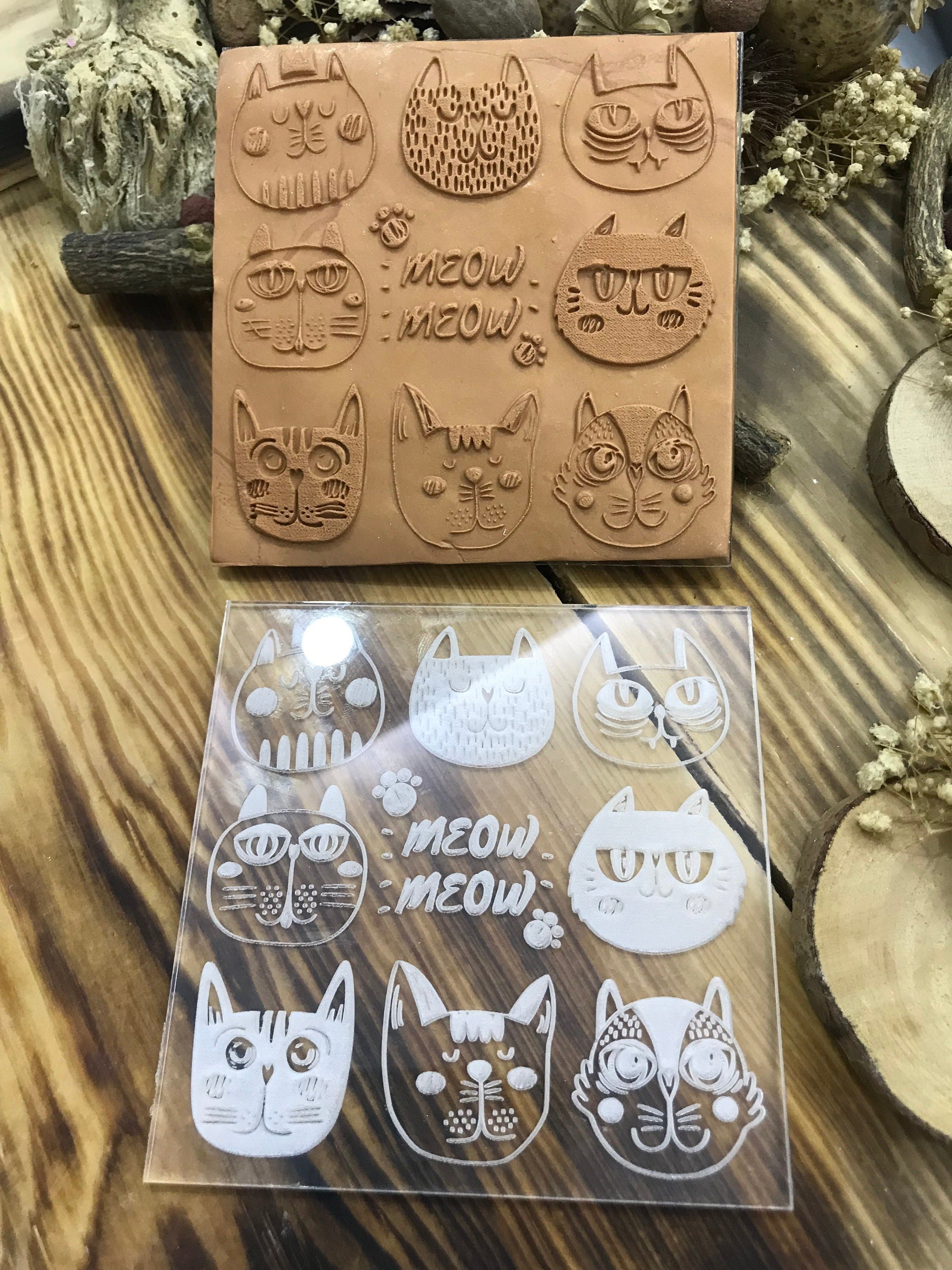 Doodle Cat Texture Mat for Polymer Clay , Air Dry Clay, Metal Clay  – Rubber or Acrylic Texture Sheet, Crafting Stamp Plate
