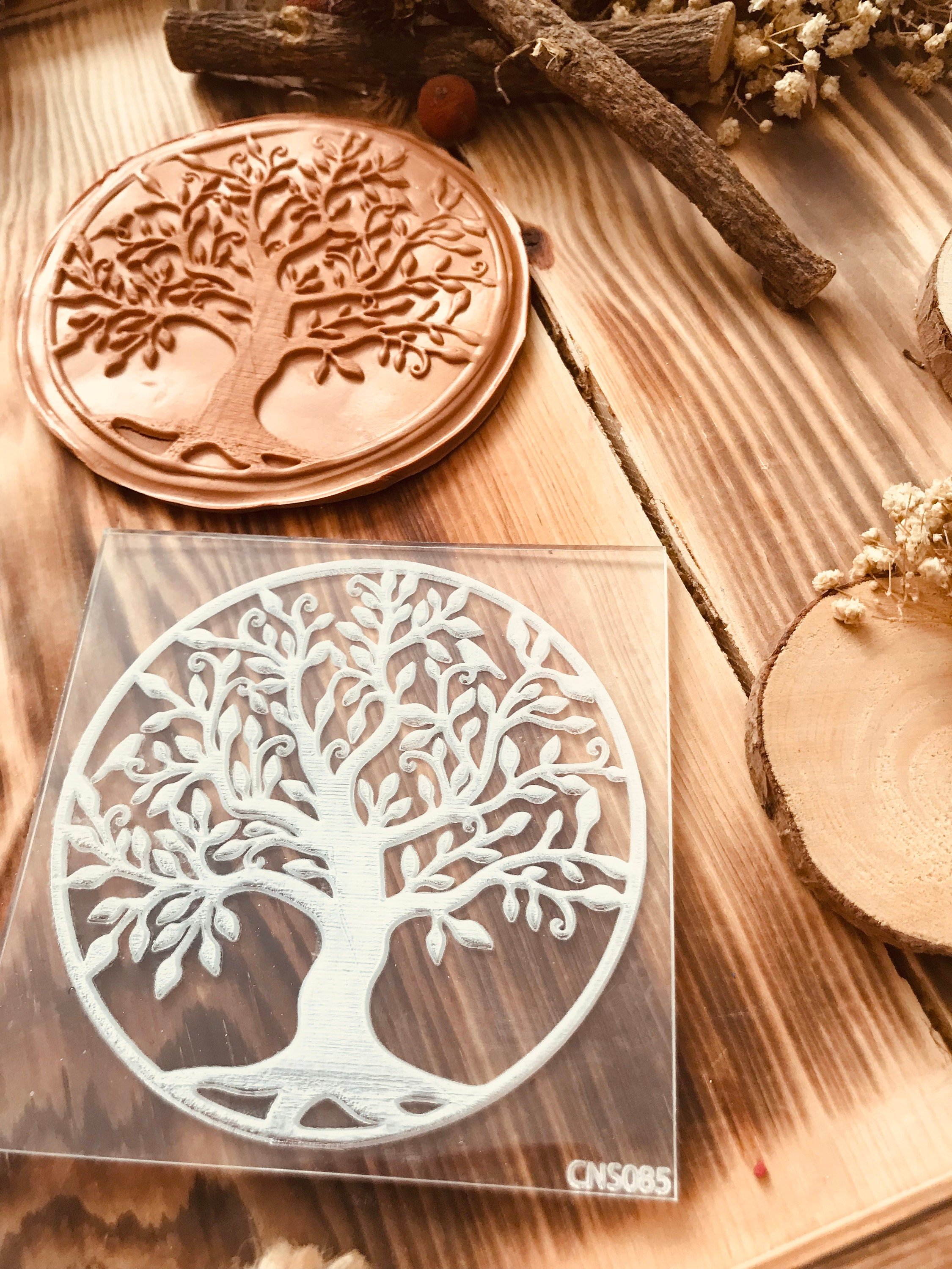 Tree Of Life Pattern embosser fondant stamp, acrylic embosser for cookies, cupcakes, and cake decorating debosser