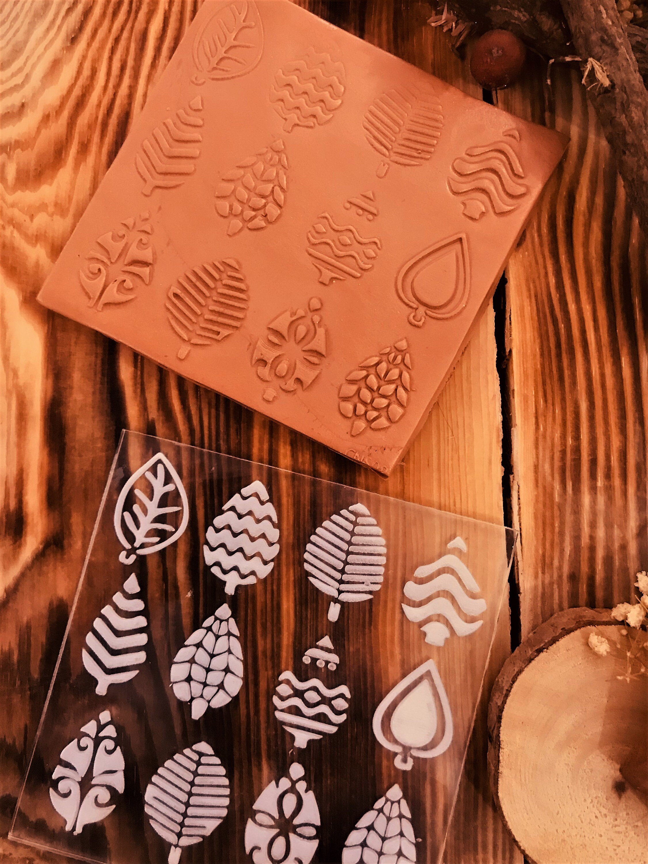 Leaf Texture Mat, Polymer Clay Texture Sheet, Acrylic Ceramic Texture tool, Polymer Clay Earring Tool, Acrylic Plate, Dough Fondant