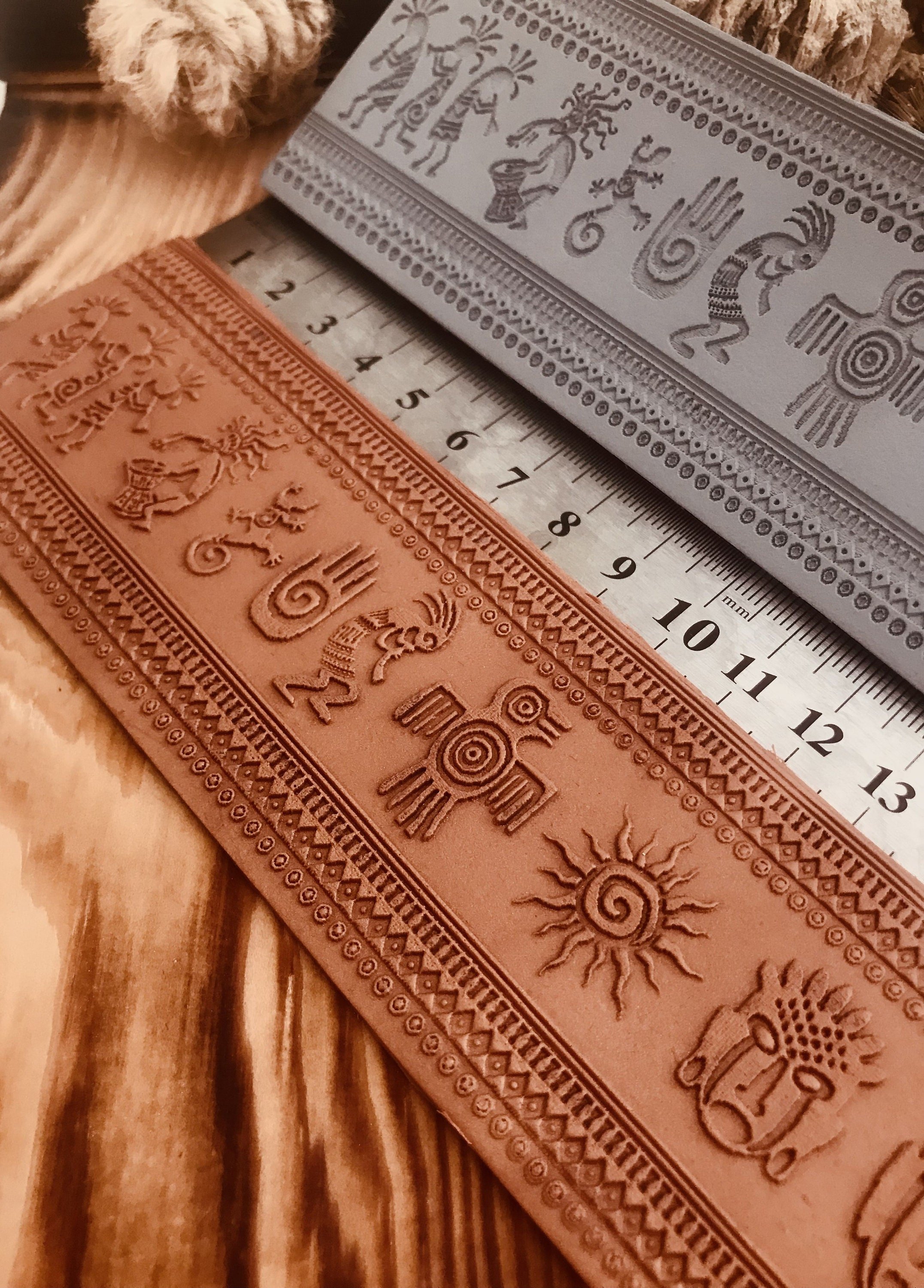 Aztec Texture Mat – Rubber Stamp for Polymer Clay, Pottery, Silver Clay | Earring & Jewelry Making Tool