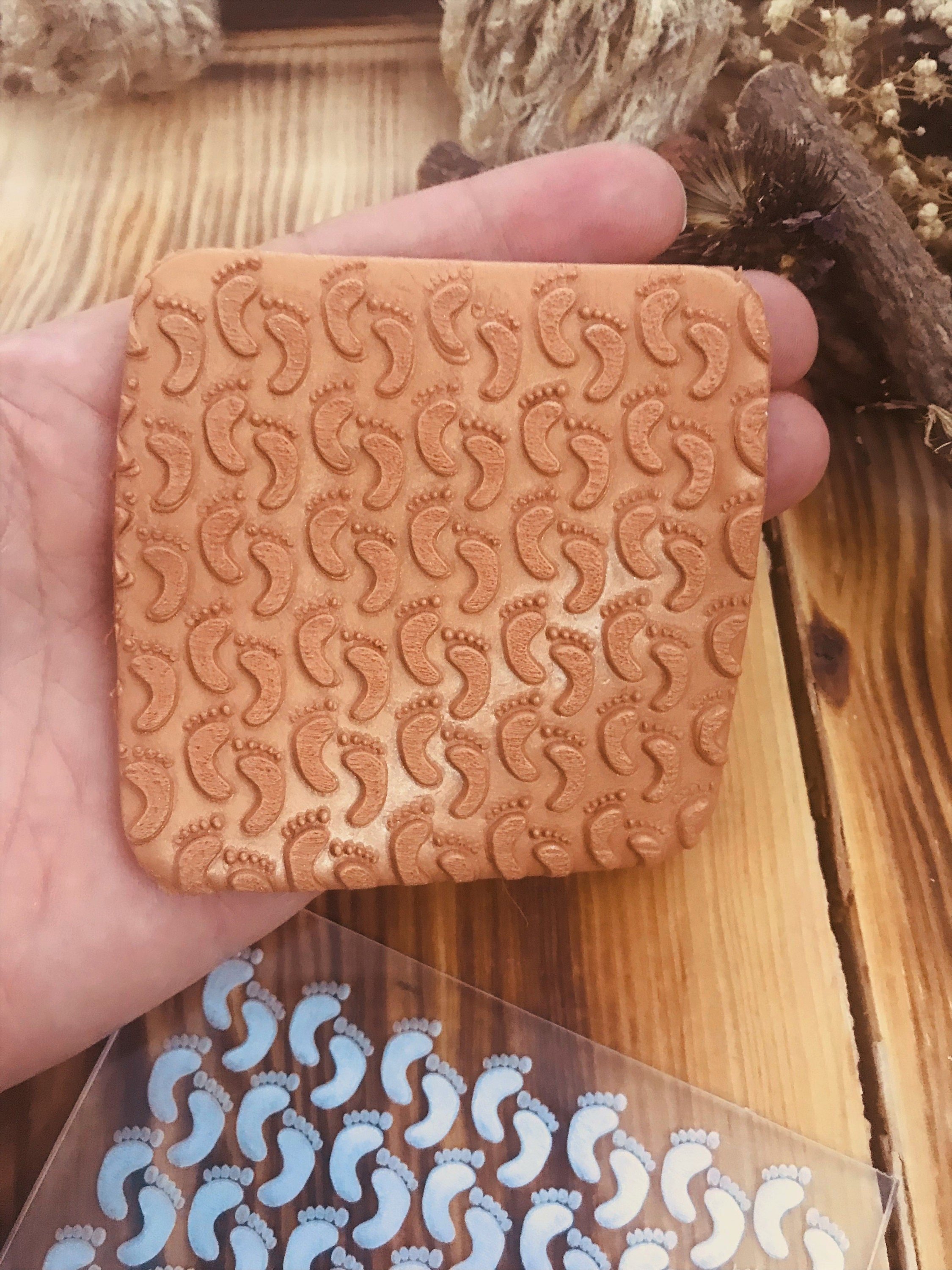 Tiny Foot Polymer CLay Embossing Stamp, Polymer Clay Tool, Texture Sheet, Pottery Tools, Ceramic Supplies, Texture Plate