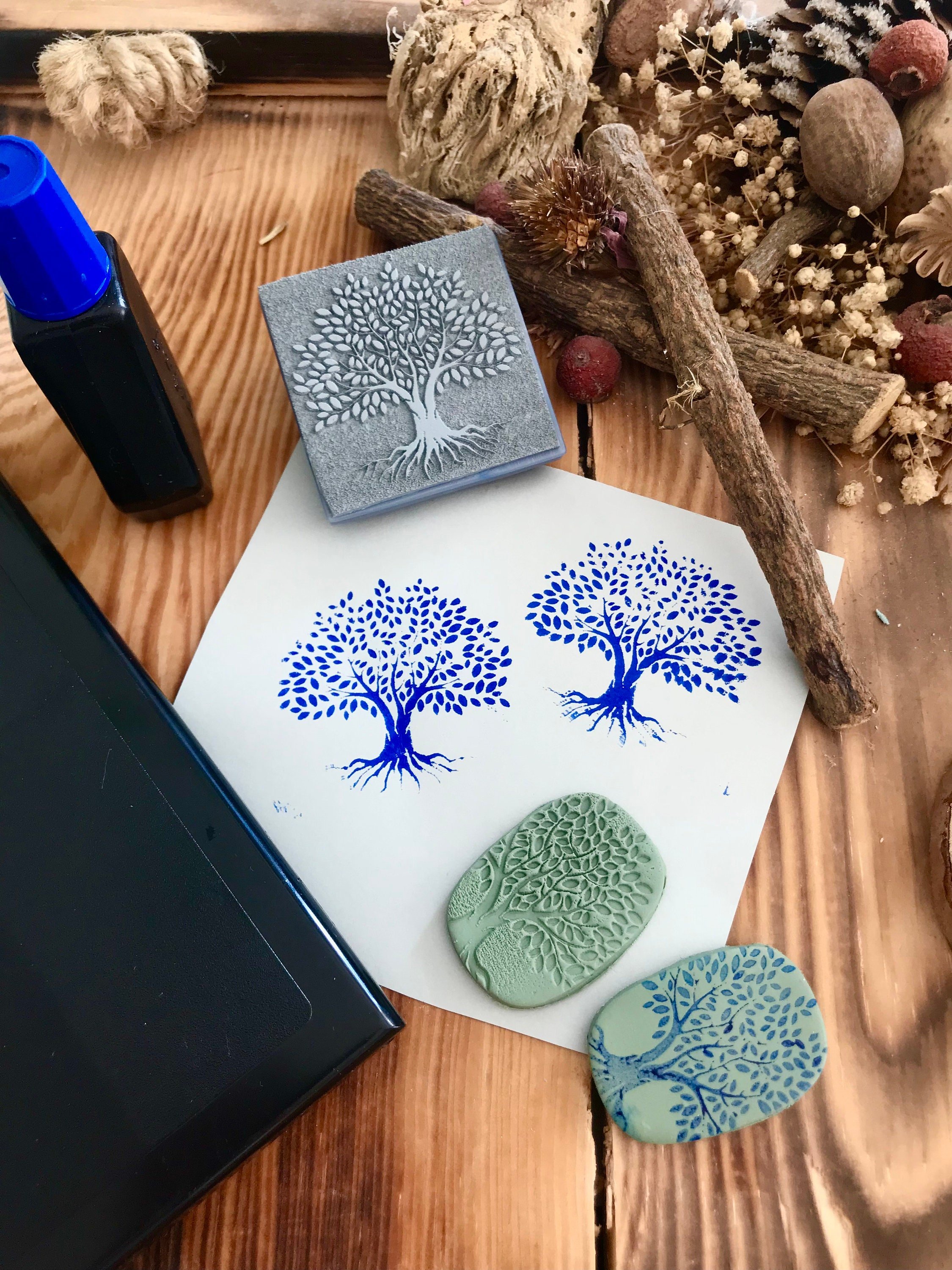 Life of Tree Rubber Stamp for Scrapbooking Decoration, Polymer Clay Deboss Stamp, Decorative Packaging, Card Making, DIY, Notebook Decorate