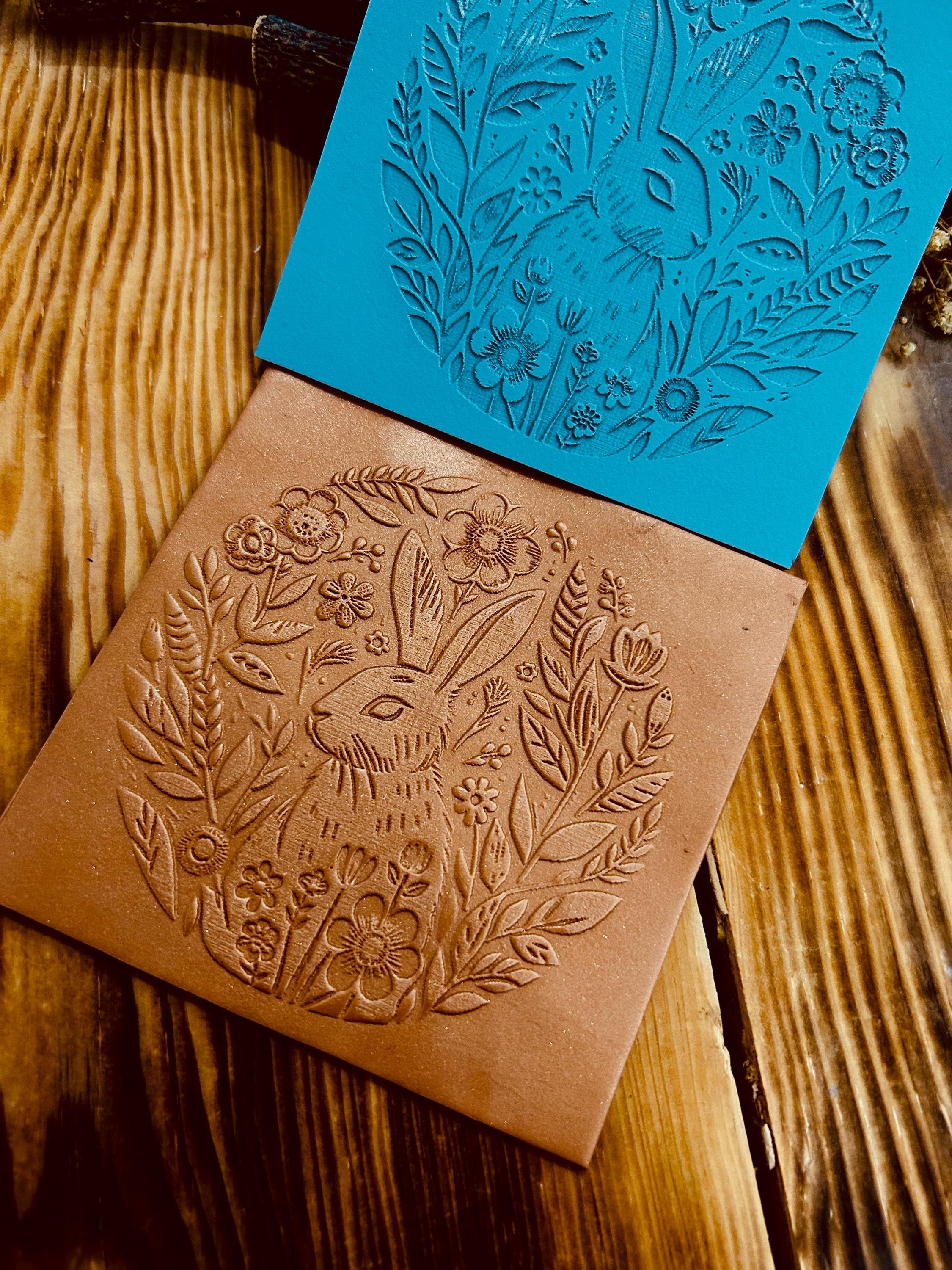Easter Bunny And Flowers Rubber or Acrylic Texture Mat 3 Different Size– Polymer Clay Stamp, Embossing Tool, Acrylic Texture Sheet, Plaque, Tile for Fimo, Sculpey, Cernit