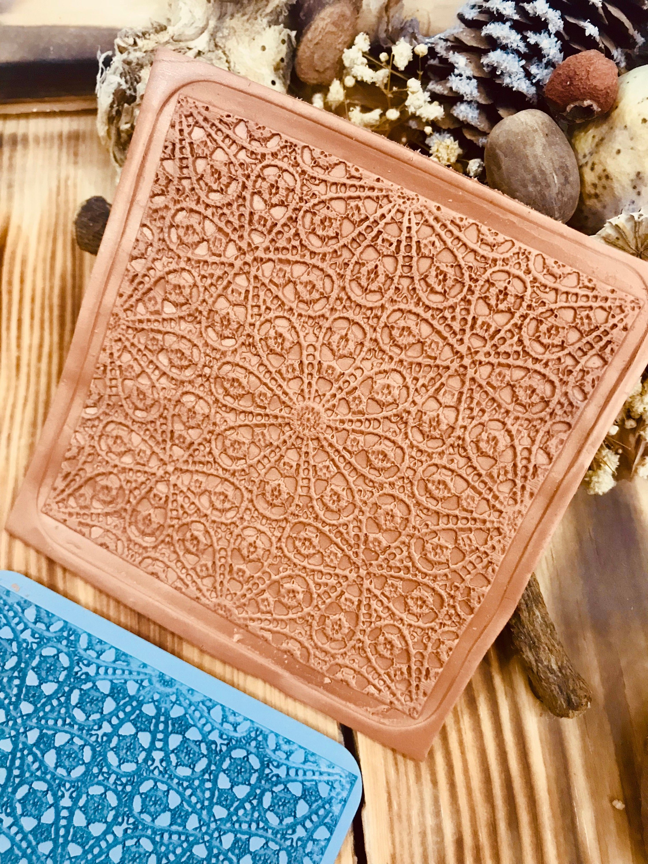 Lace Pattern Rubber Texture Mat⎥Polymer Clay Tools⎥Earring Making⎥Hand Roller⎥Clay Texture Tool⎥Jewellery Tools