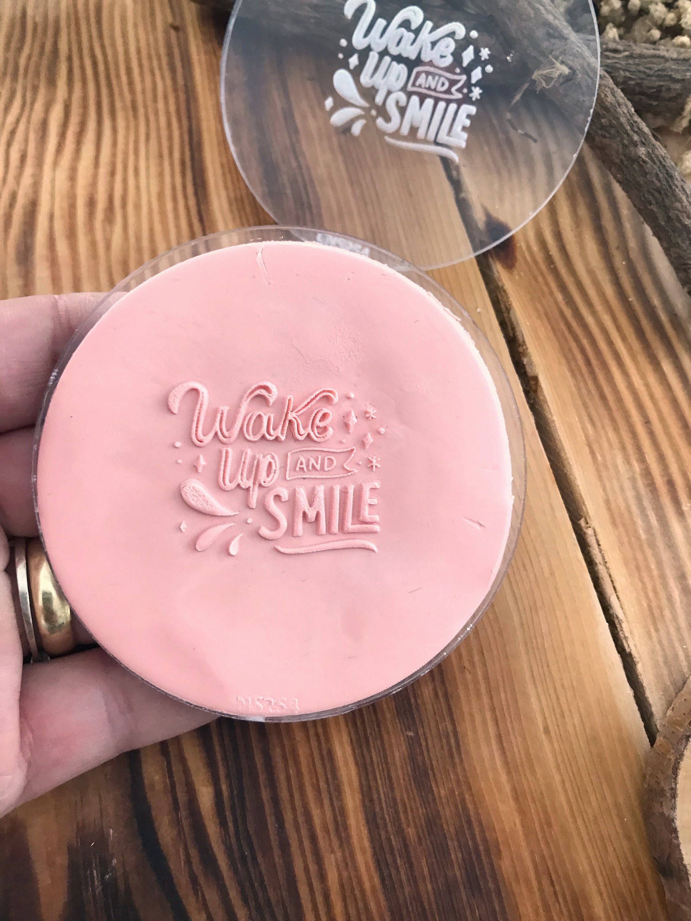 Wake Up And Smile Acrylic Texture Stamp for Polymer Clay, Embossing Stamp For Polymer Clay, Texture Sheet, Clay Stamp, Pottery Tools