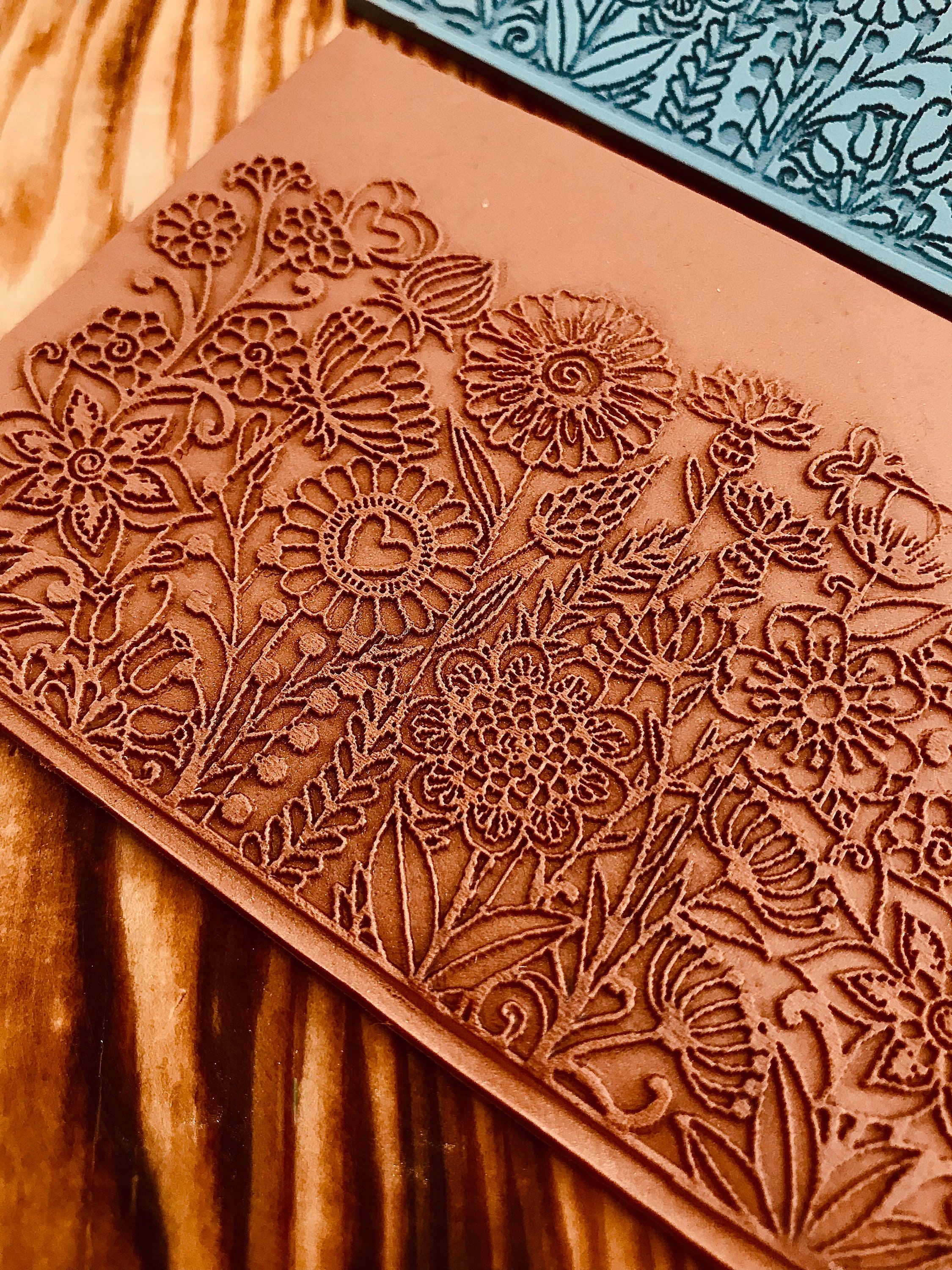 Mandala Flower Meadow Rubber Texture Mat Unique Pattern in 7*14cm dimensions for polymer clay, ceramics⎥