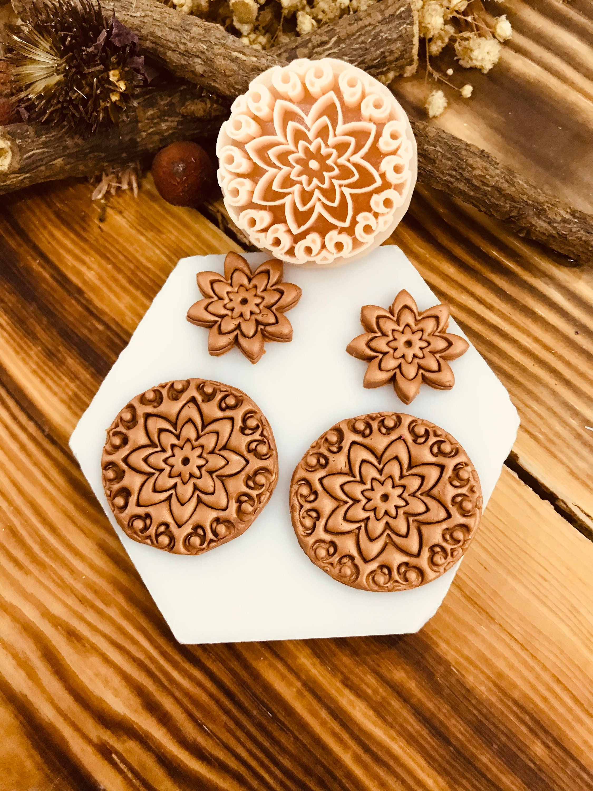 SET OF THREE Mandala Pattern Polymer Clay Cutter, Unique Model, Special Design, Spring Clay Cutters, Unique Clay Cutter For Jewelry Making