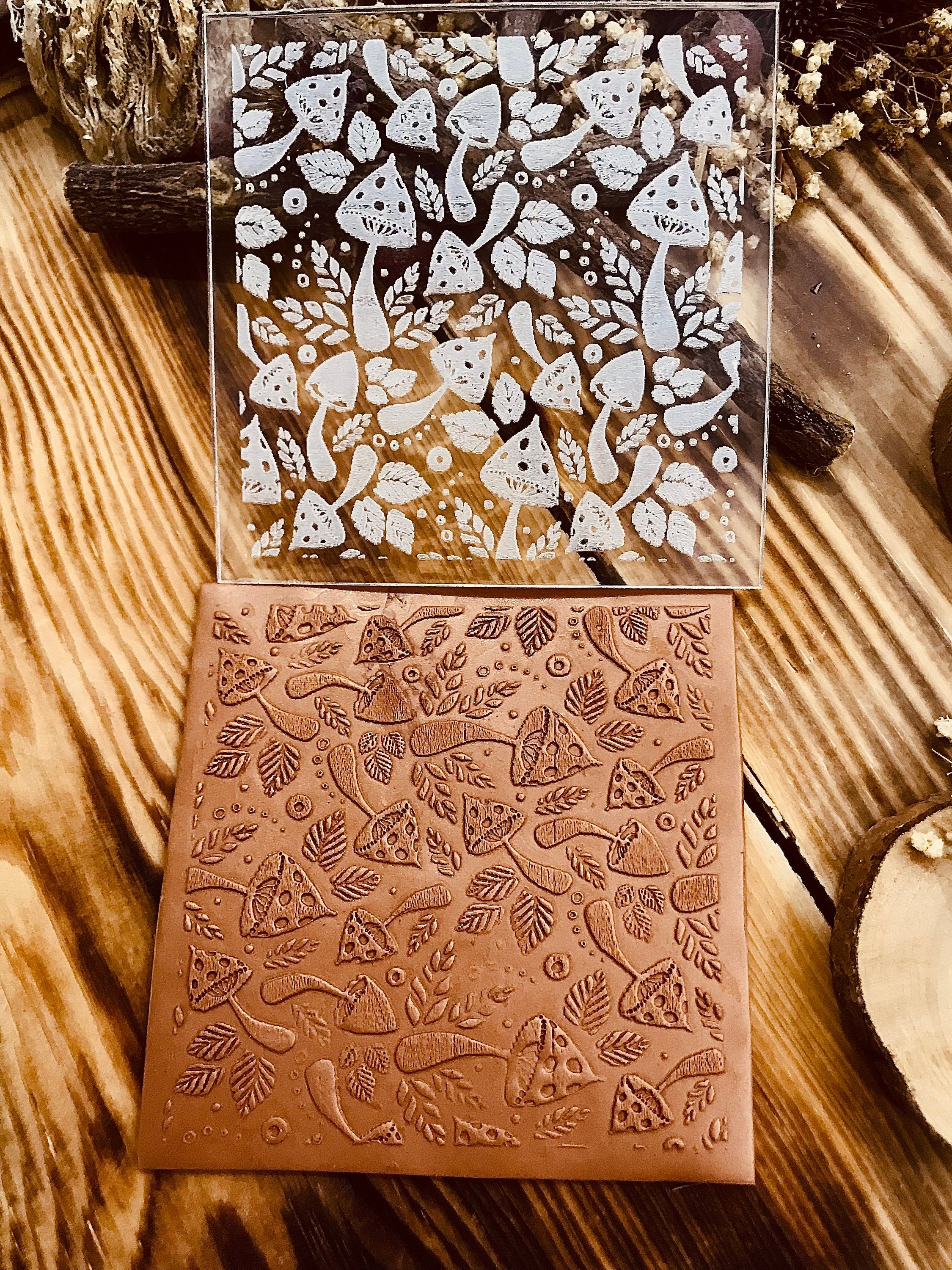 Mushroom Acrylic Embossing Stamp For Polymer Clay, Ceramic ,Fondant Stamp, Cookie Embosser, Cookie Stamp, Acrylic texture tool