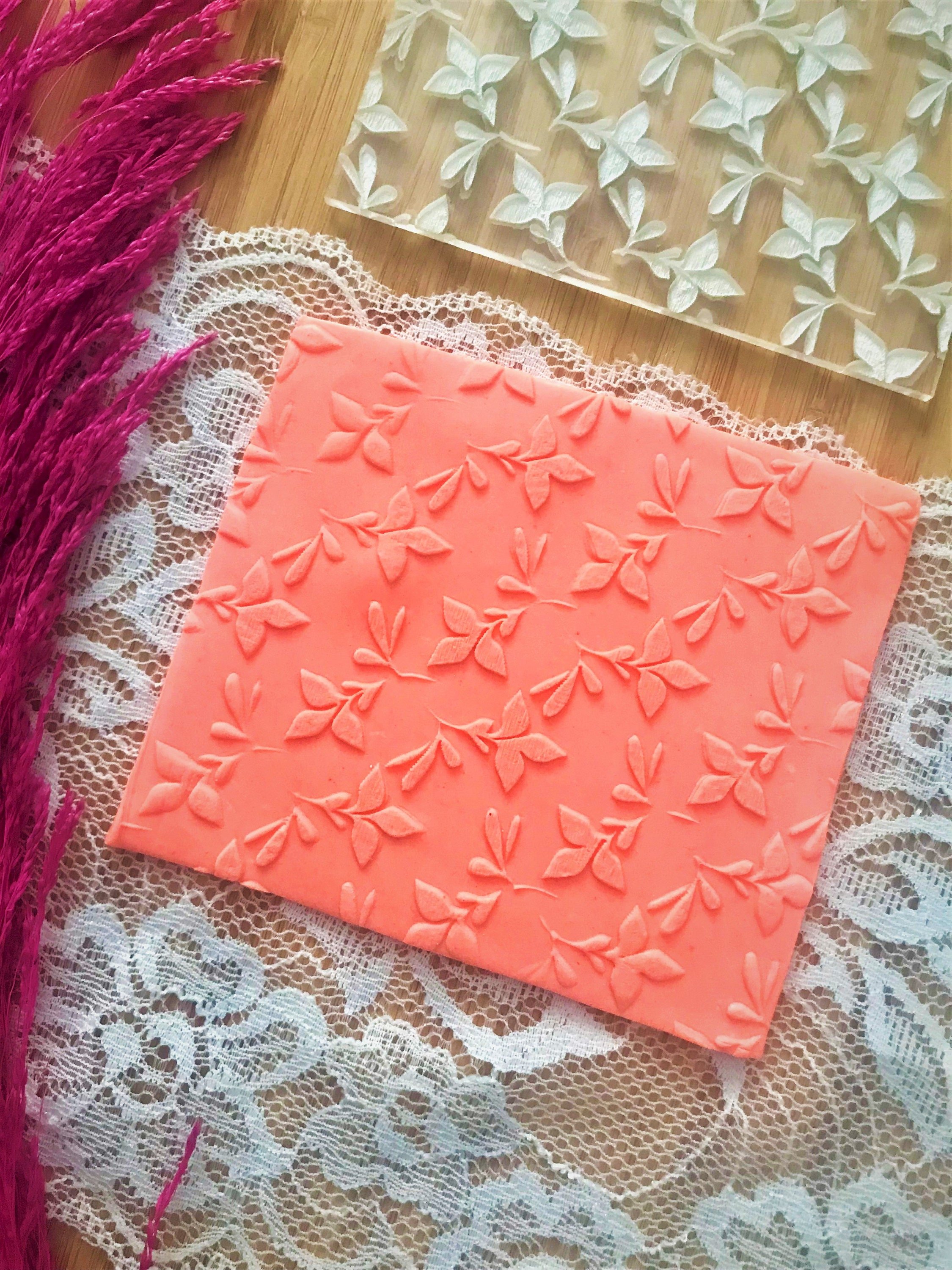 Texture Mat, Polymer Clay Embosser Stamp, Acrylic tool, Texture Sheet, Leaf Pattern, Ceramic Earring Supplies