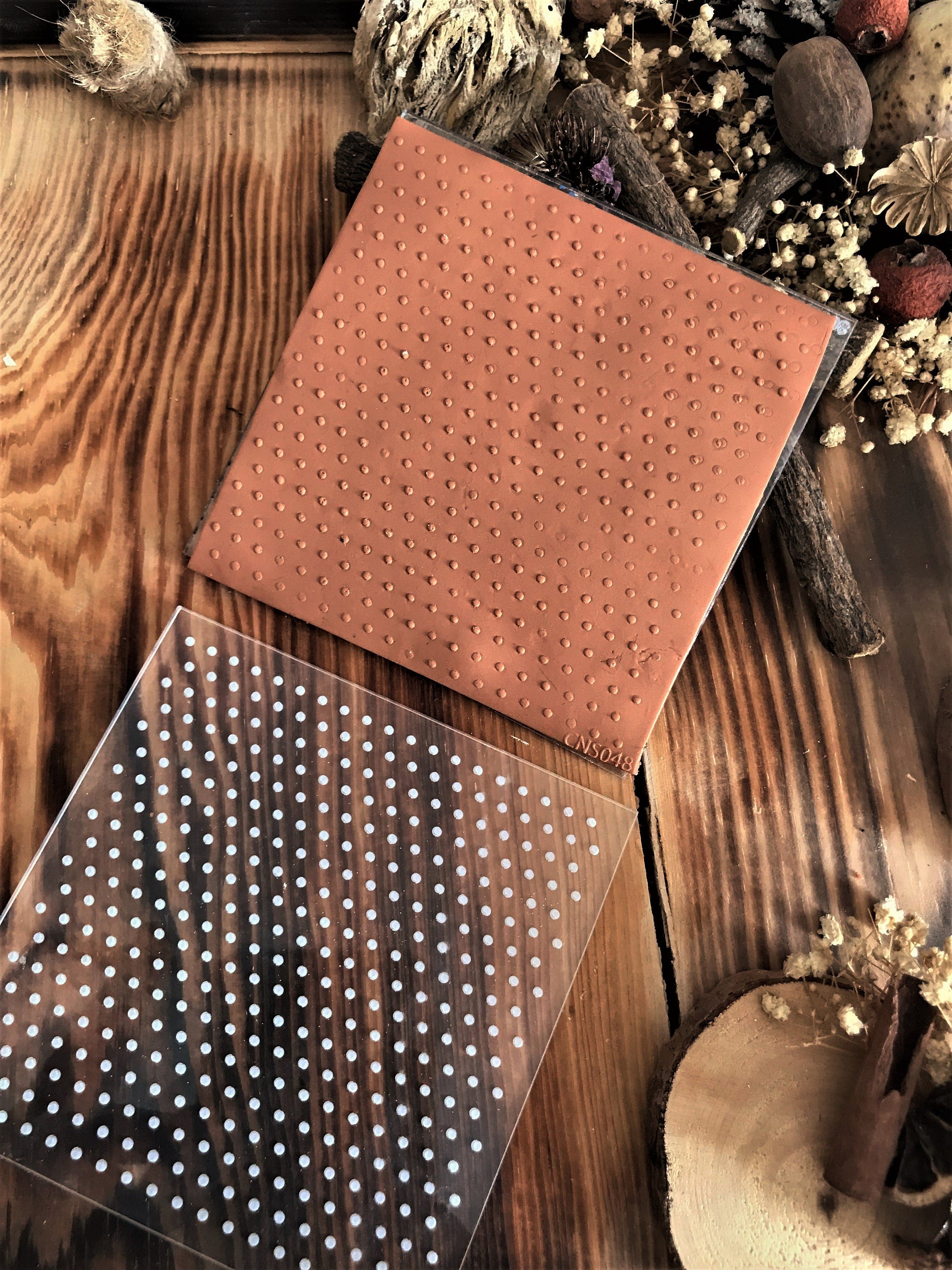 Dot Pattern Rubber or Acrylic Texture Mat – Polymer Clay Stamp, Embossing Tool, Acrylic Texture Sheet, Plaque, Tile for Fimo, Sculpey, Cernit