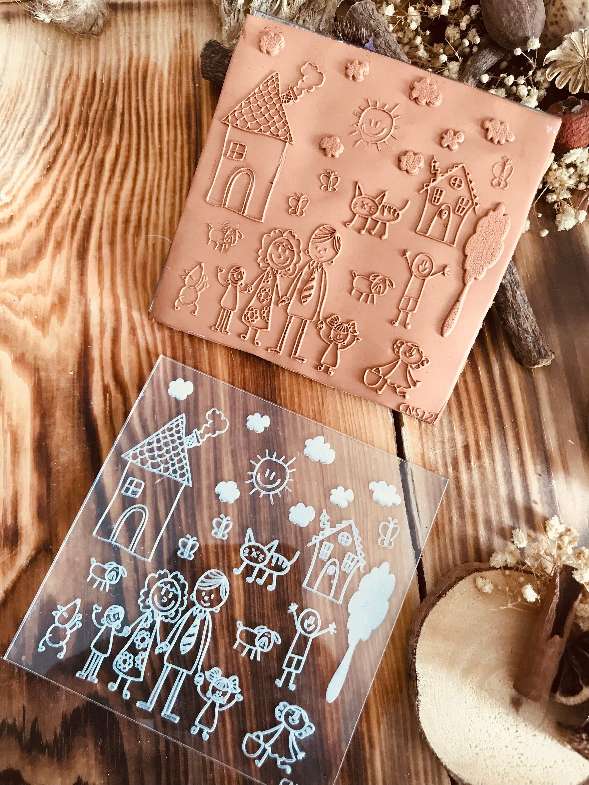 My Family :)) Pattern Texture Mat, Embosser Stamp, Acrylic Clay Texture Sheet Deco, Lace Pattern, Ceramic Earring Supplies