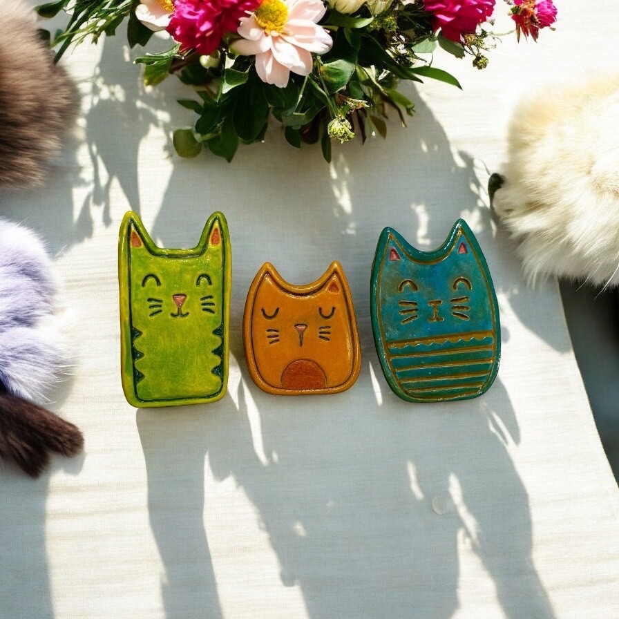 Whisker Friends Kedi Kesici ve Damga Seti – Seramik, Polimer Kil, Hava ile Kuruyan Kil, Sabun ve El İşleri için 6 Sevimli Kedi Tasarımı
