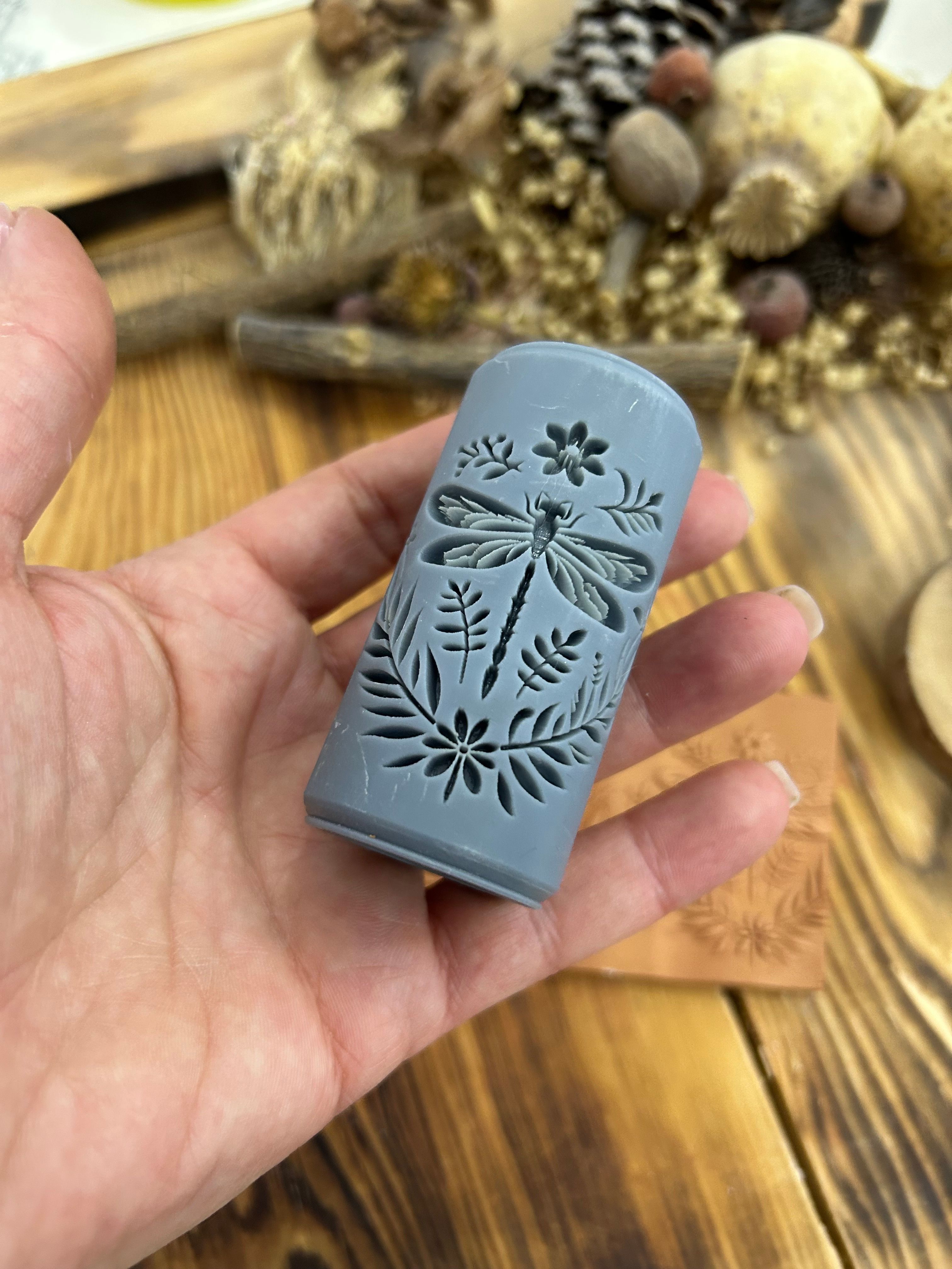 New Dragonfly Patterned 7cm High Roller, Embossing Texture Roller, DIY tool, Polymer Clay, Ceramic, Sugar Dough